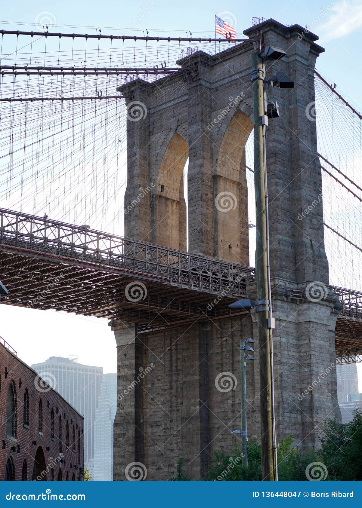 Brooklyn Bridge with Sunset Light Stock Image - Image of history ...