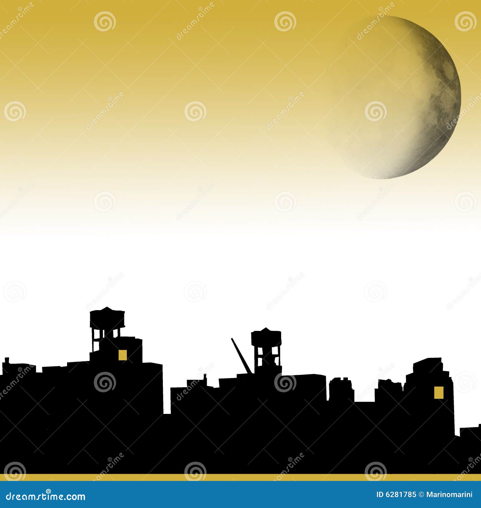 Brooklyn con la luna stock de ilustración. Ilustración de york 6281785