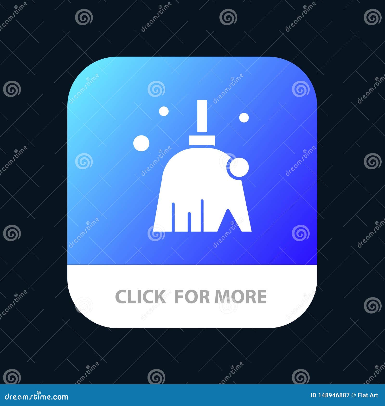 Broom, Clean, Cleaning, Sweep Mobile App Button. Android and IOS Glyph