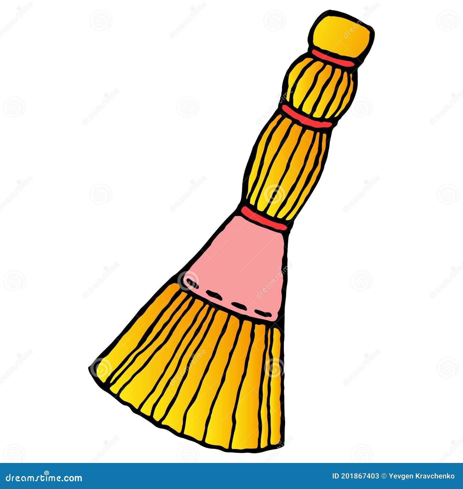 Broom for Cleaning. Vector Illustration of a Broom and Dust. Hand Drawn