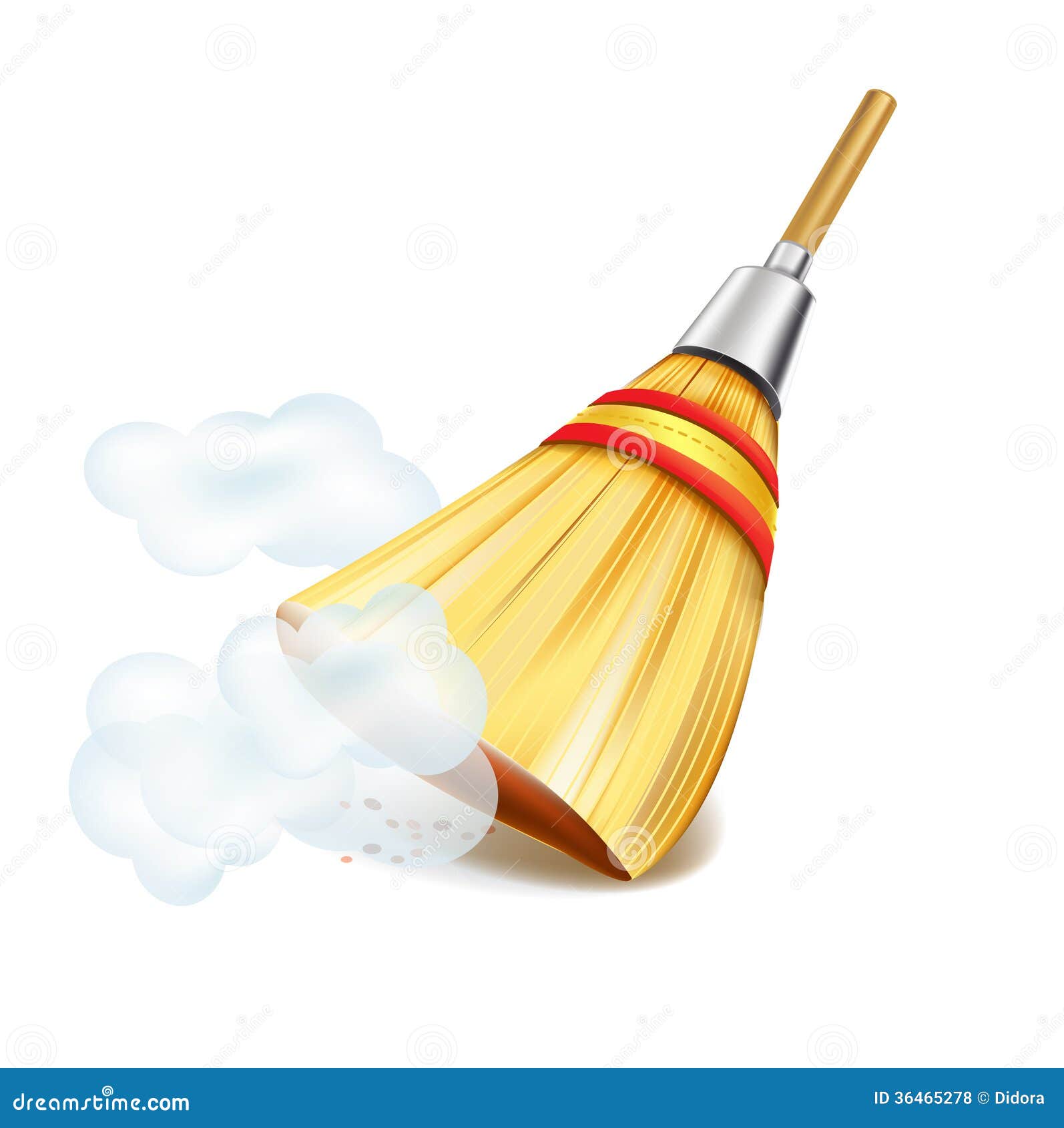 Broom in Dust Clouds on White Stock Vector Illustration of dust, path