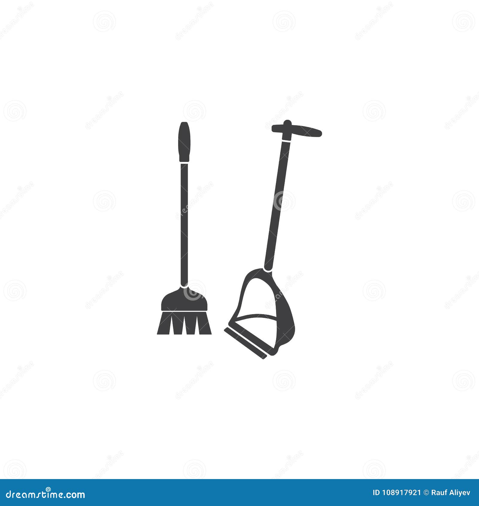 Broom and dustpan icon stock illustration. Illustration of dustpan 108917921