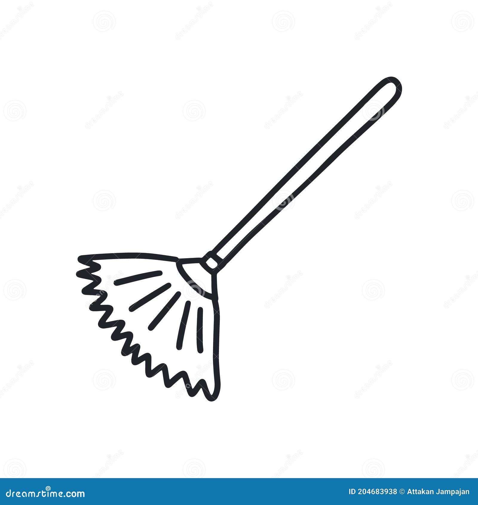 Broom Hand Drawn Cartoon Doodle Style Stock Vector Illustration of