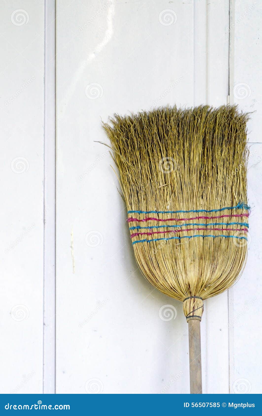 Broom Leaning Against the White Wall Stock Image Image of cleaning
