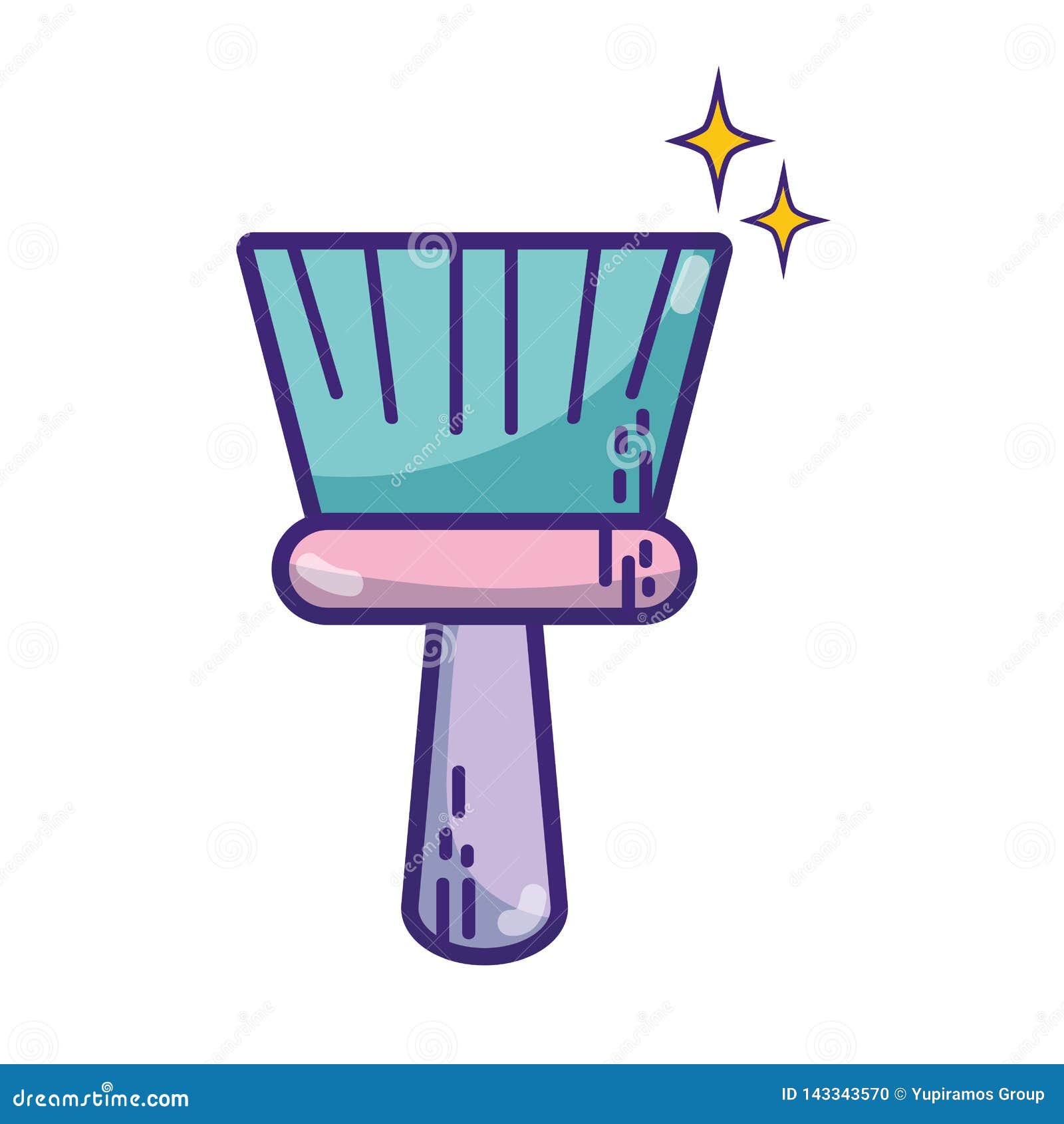 Broom Sweep Floor In Cartoon Style Isolated On White Background