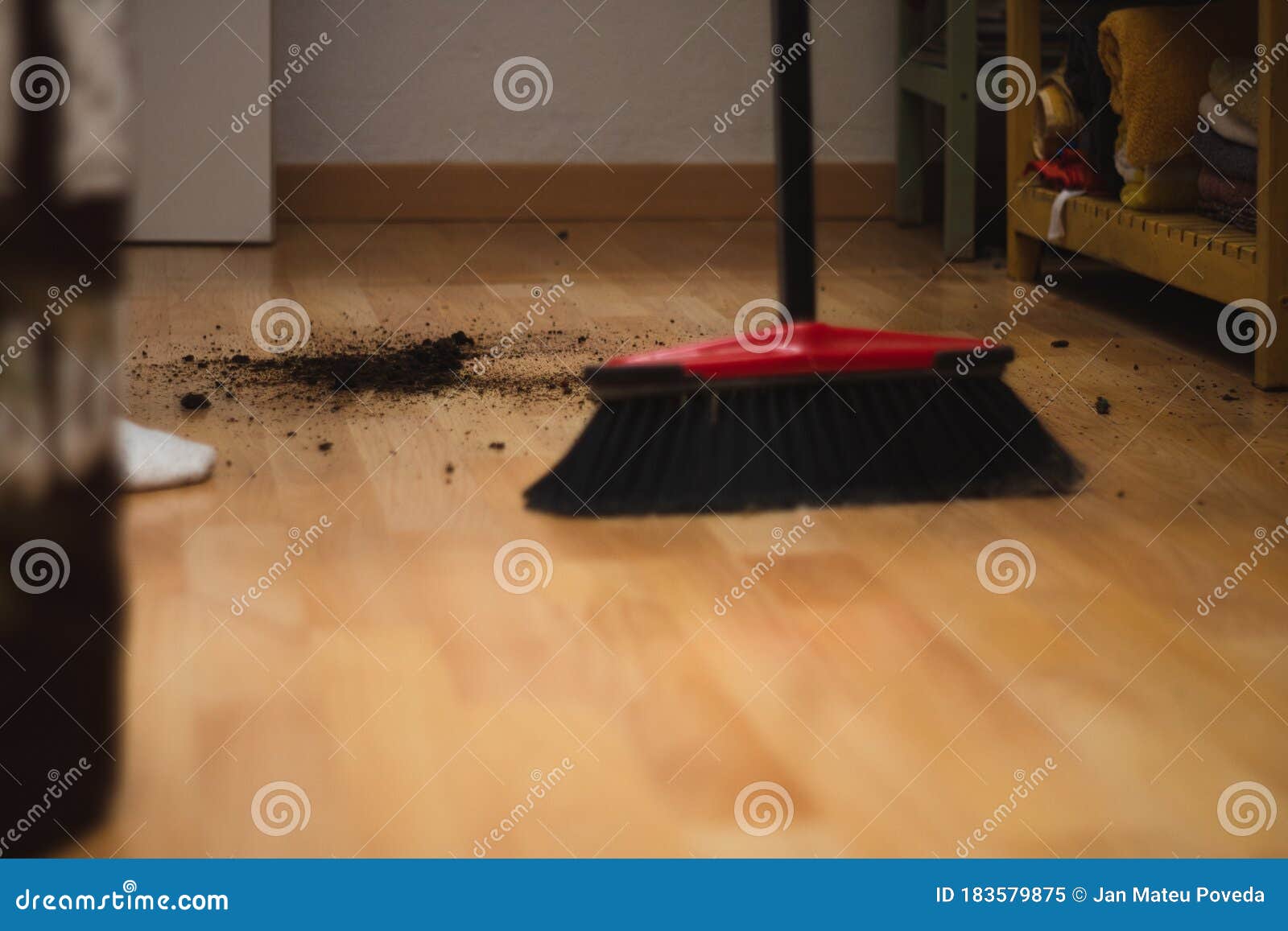 Broom Sweeping Dirt from the Ground Stock Image - Image of housework ...