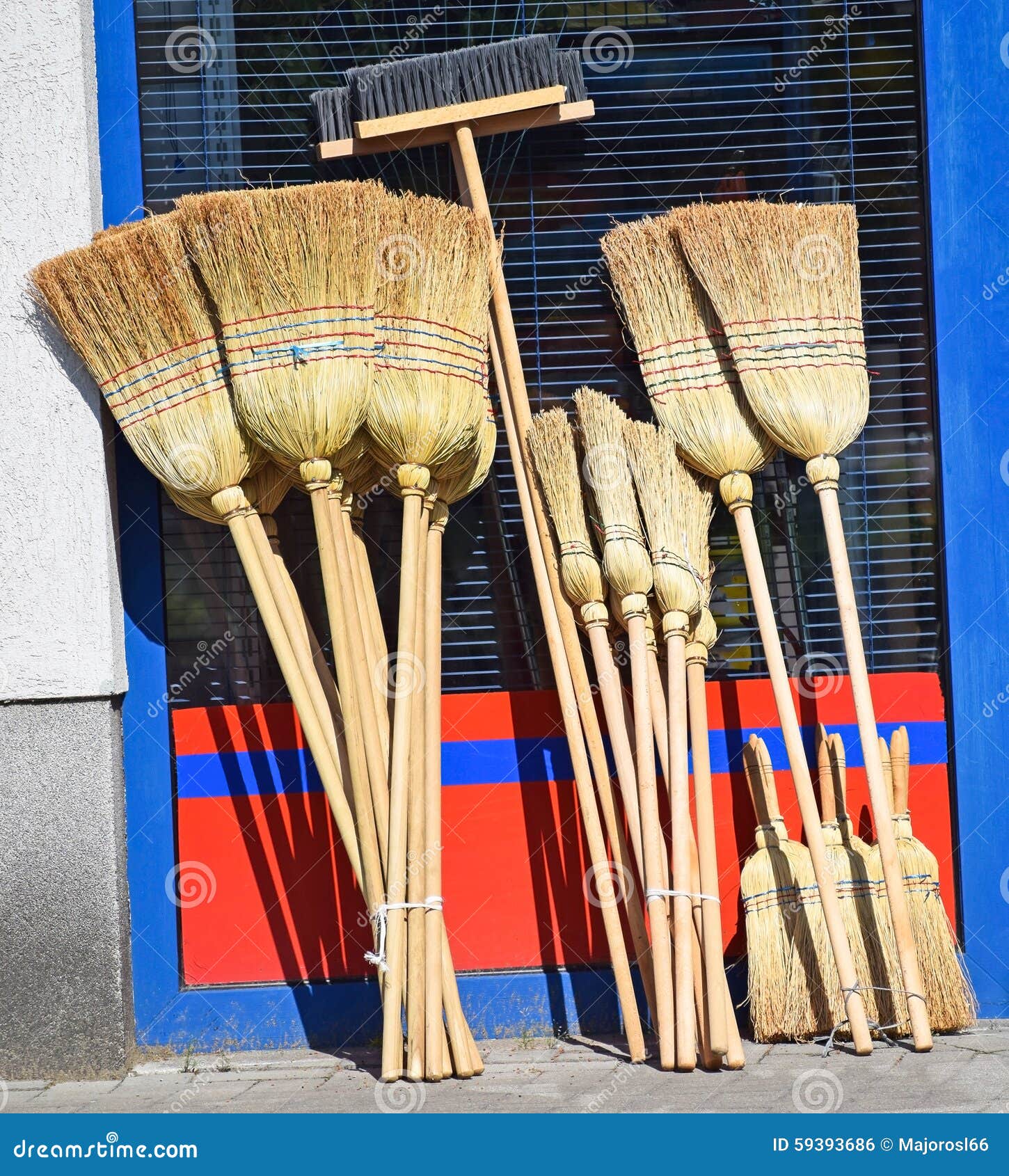 Brooms stock photo. Image of yellow, outdoors, working 59393686