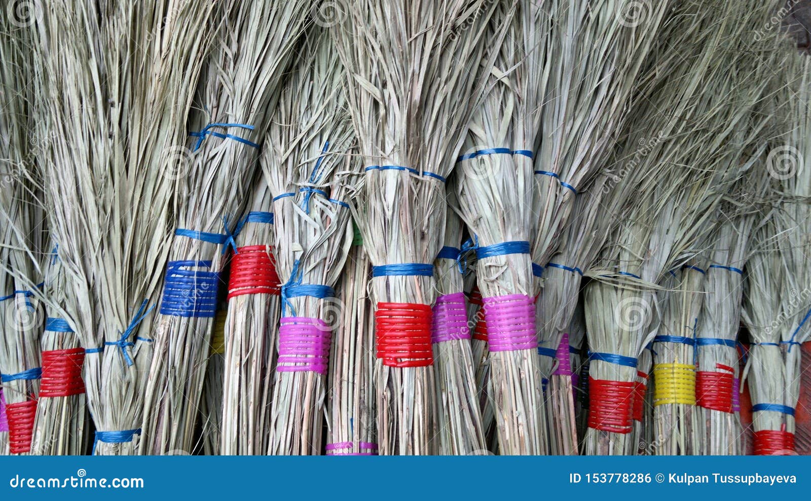 Brooms from Plant Stalks on a Market in India Stock Photo Image of