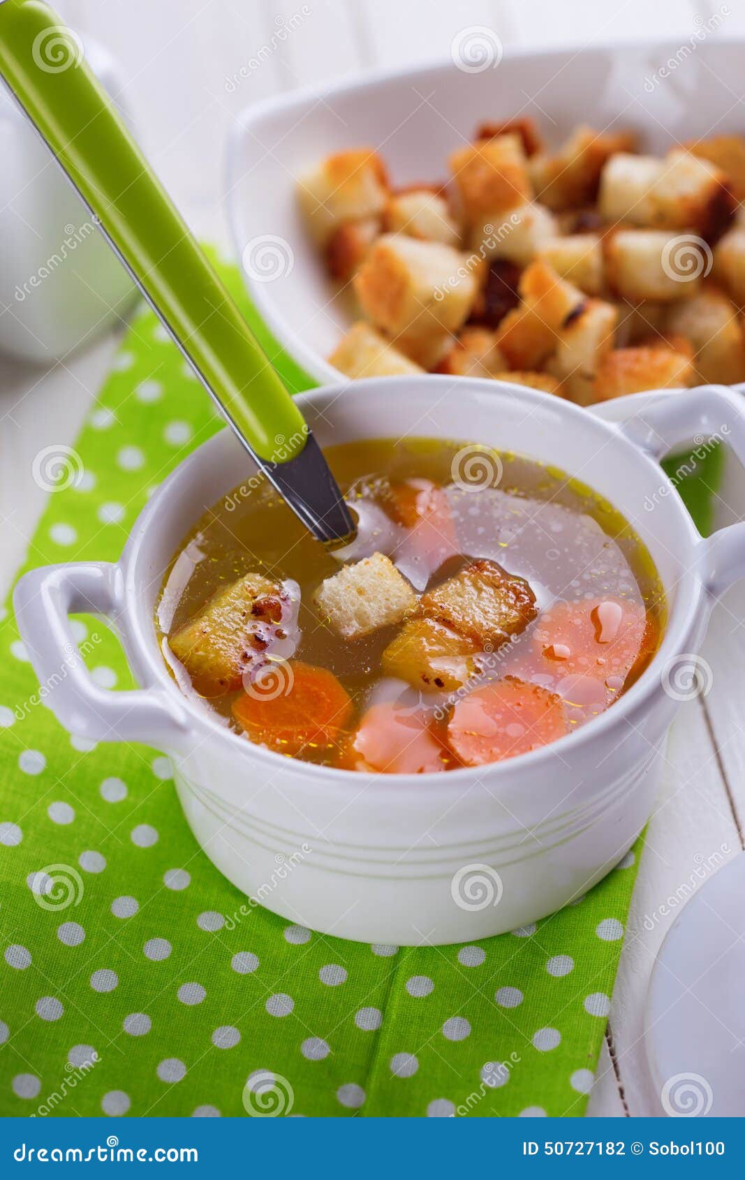 Broth in bowl stock photo. Image of green, diet, broth 50727182