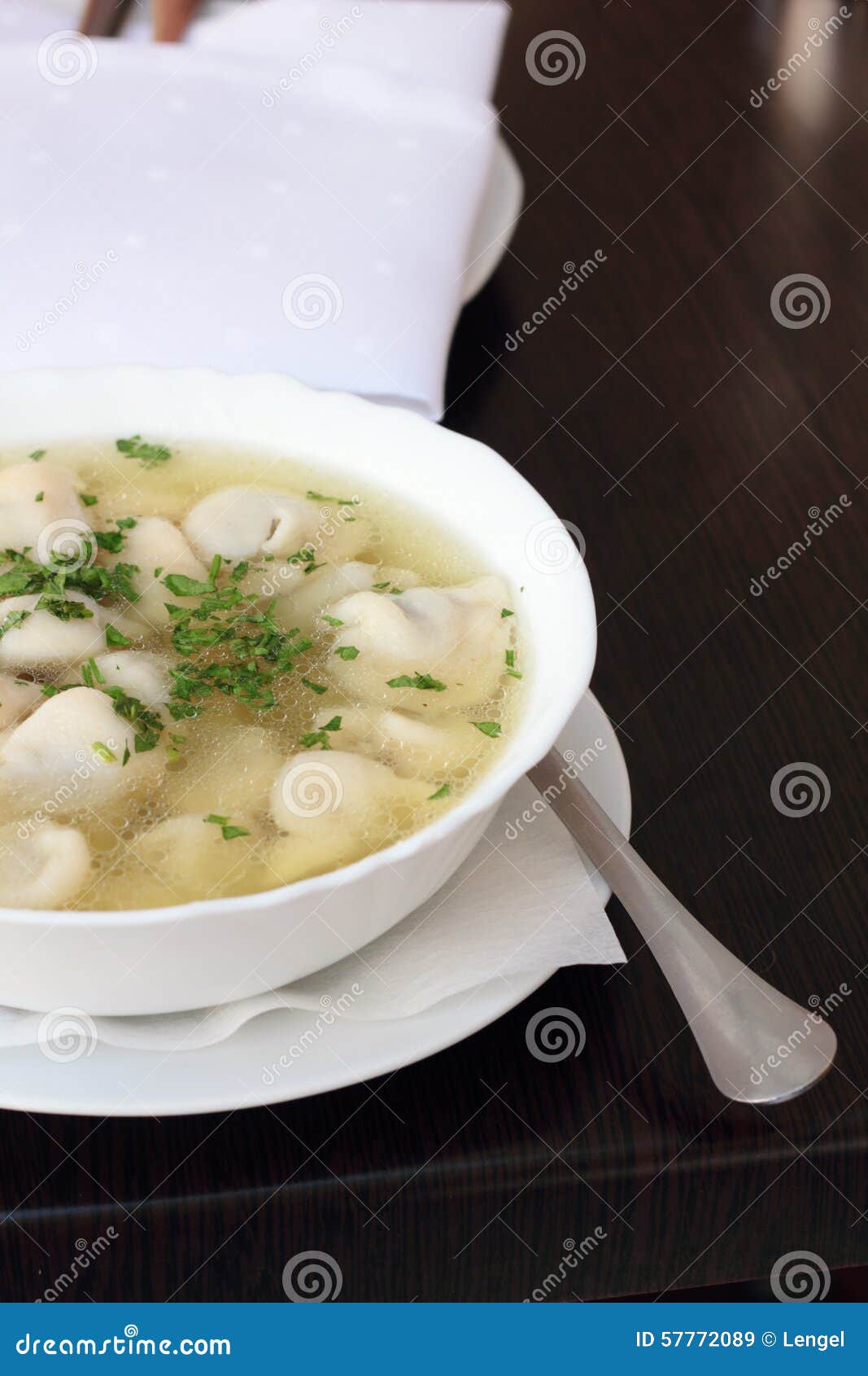 Broth with dumplings. stock image. Image of cooked, bowl 57772089