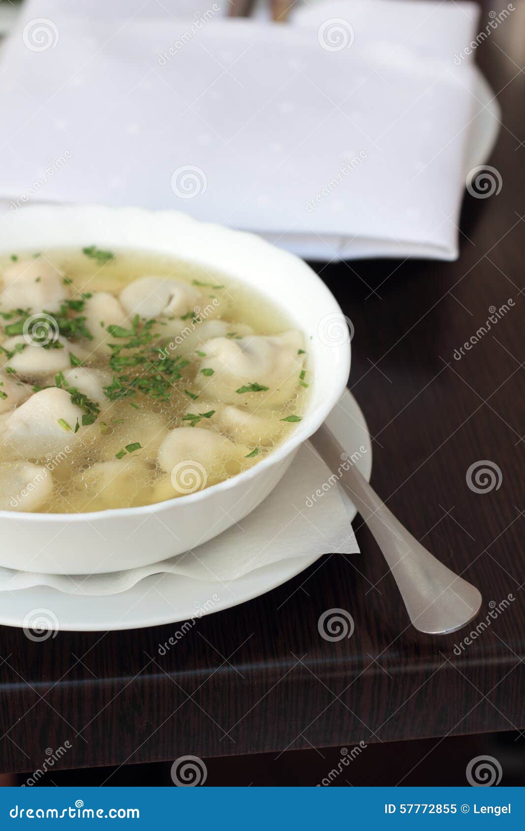 Broth with dumplings. stock image. Image of traditional 57772855
