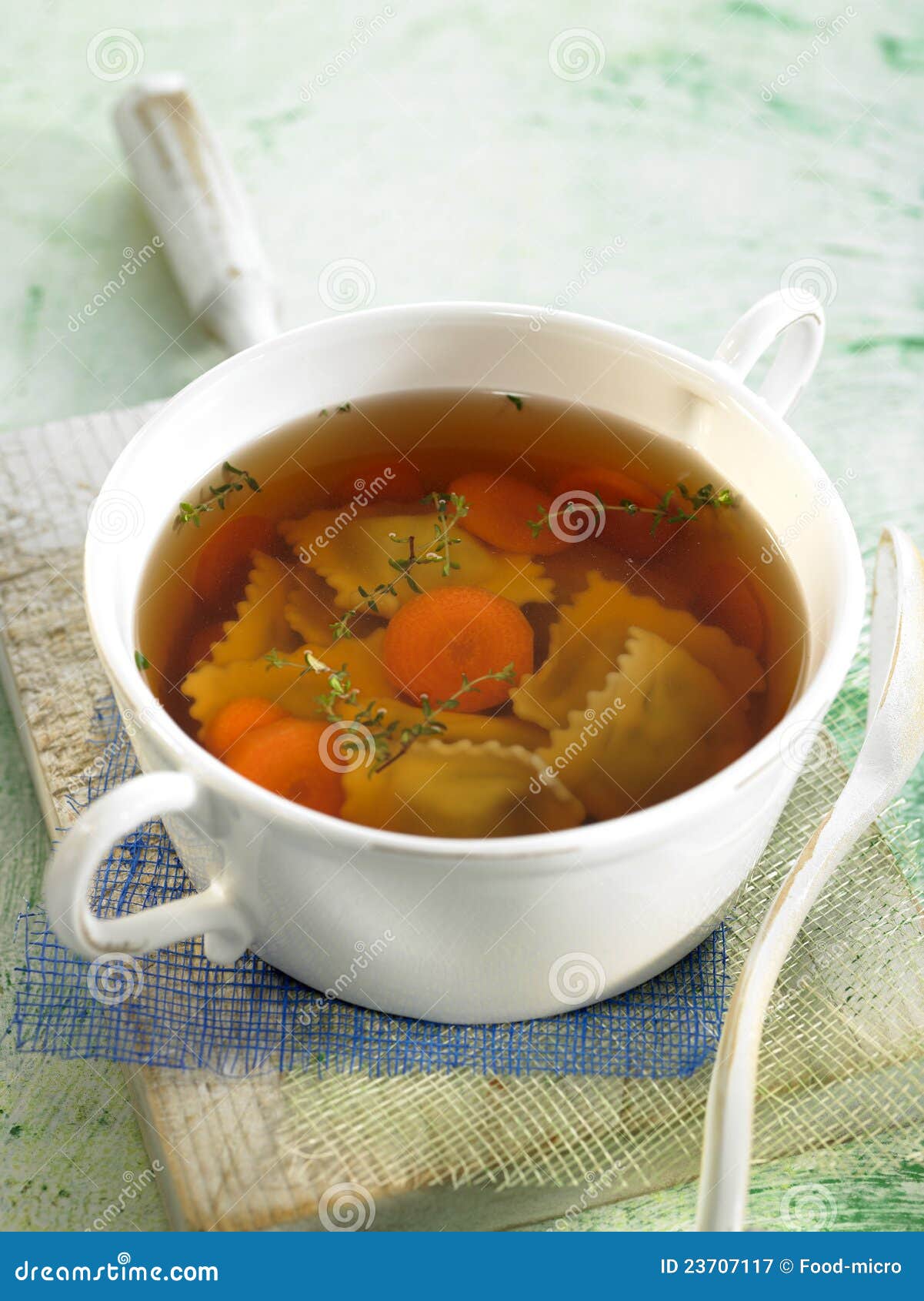 Broth with Thyme,carrots and Reblochon Raviolis Stock Image Image of selective, carrot 23707117