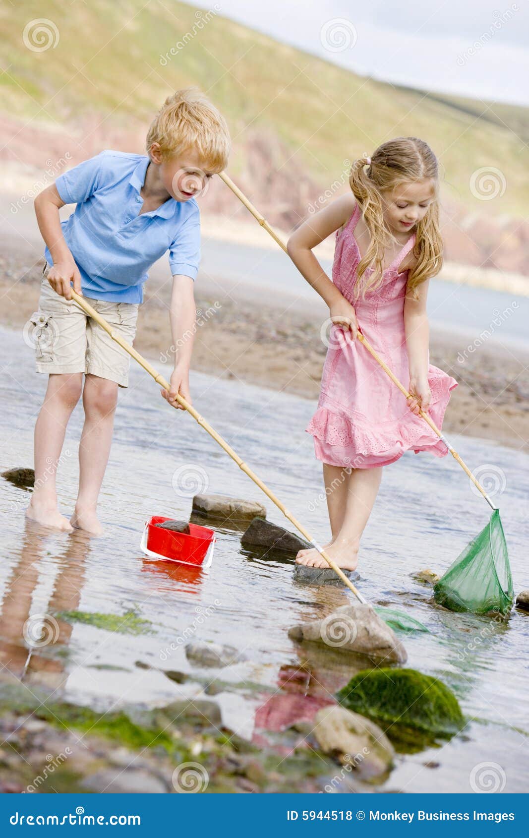 Brother and Sister at Beach with Nets and Pail Stock Photo - Image of  children, outdoors: 5944518