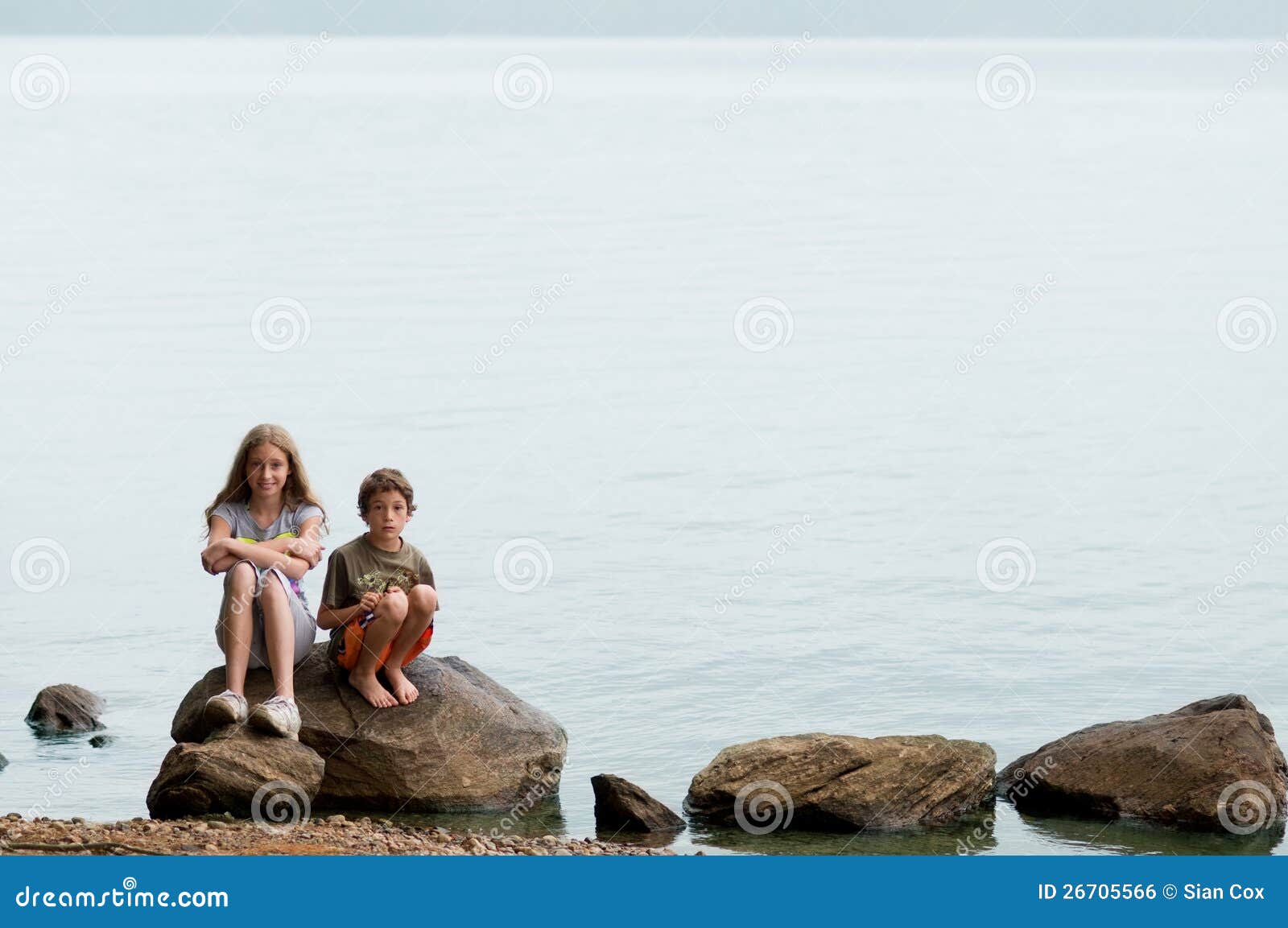 Brother and Sister at the Lake Stock Photo Image of siblings, water 26705566