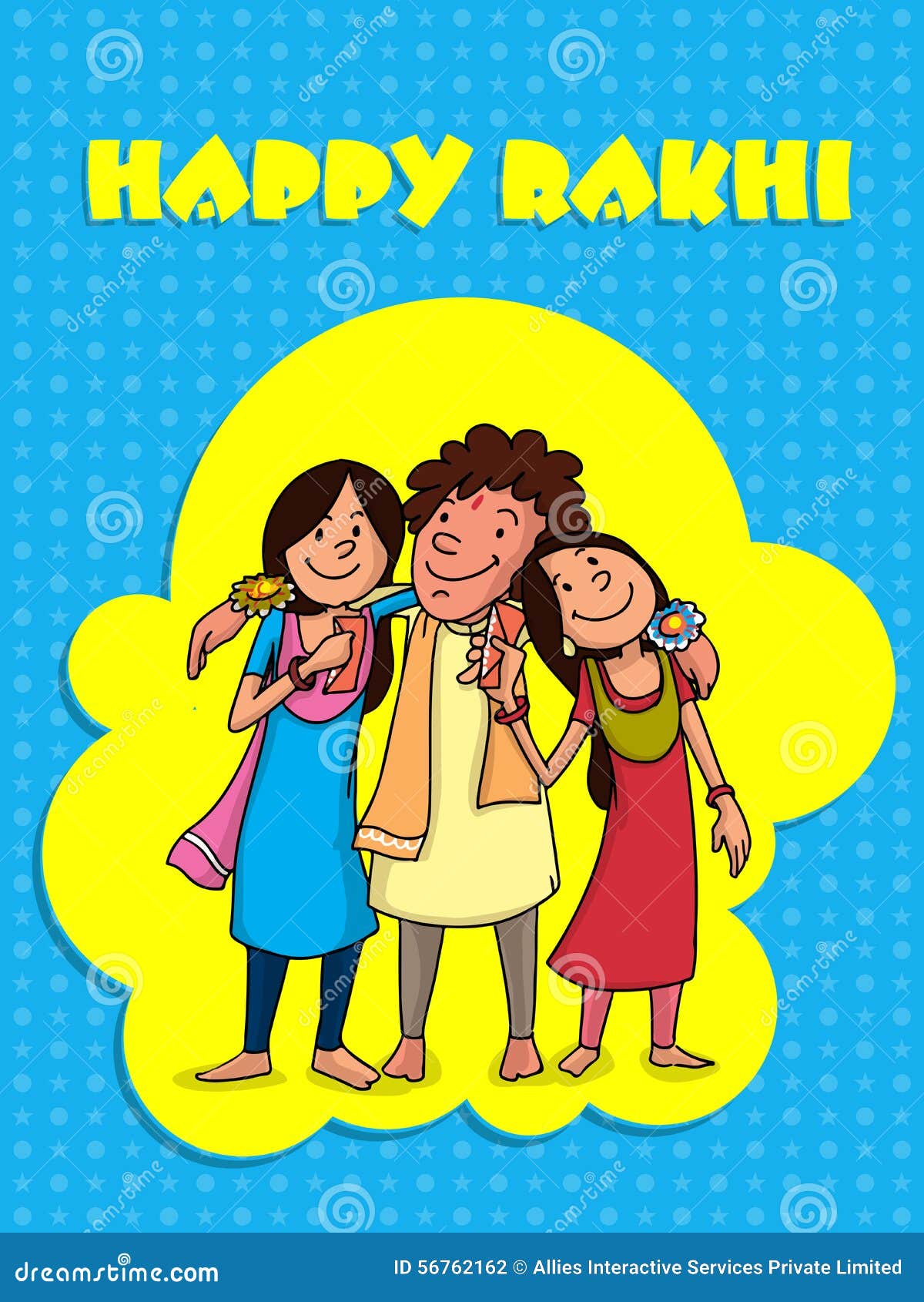 Brother and Sister for Raksha Bandhan Celebration. Stock Illustration -  Illustration of background, celebration: 56762162