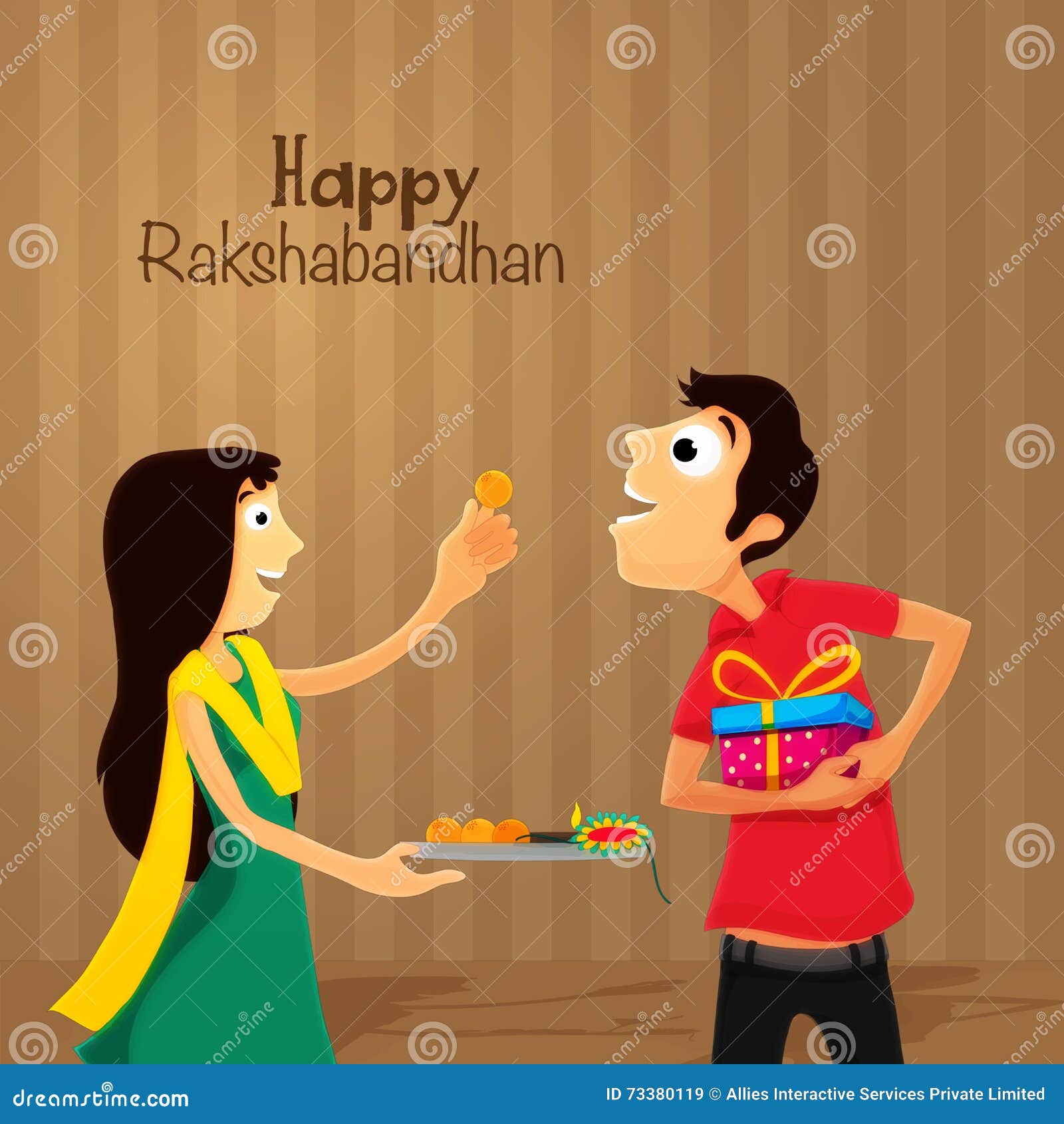 Brother and Sister for Raksha Bandhan. Stock Illustration ...