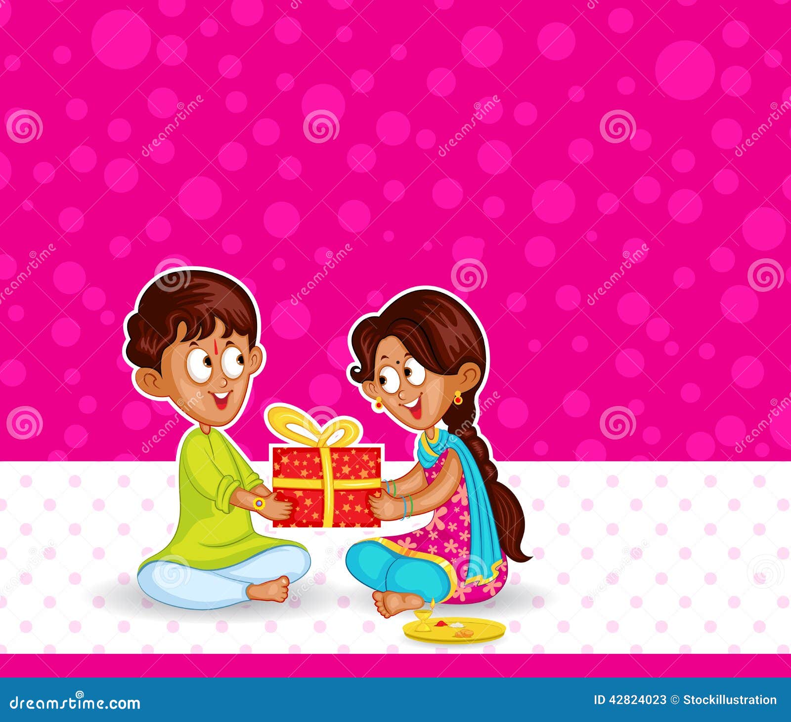 Brother and Sister in Raksha Bandhan Stock Vector - Illustration ...