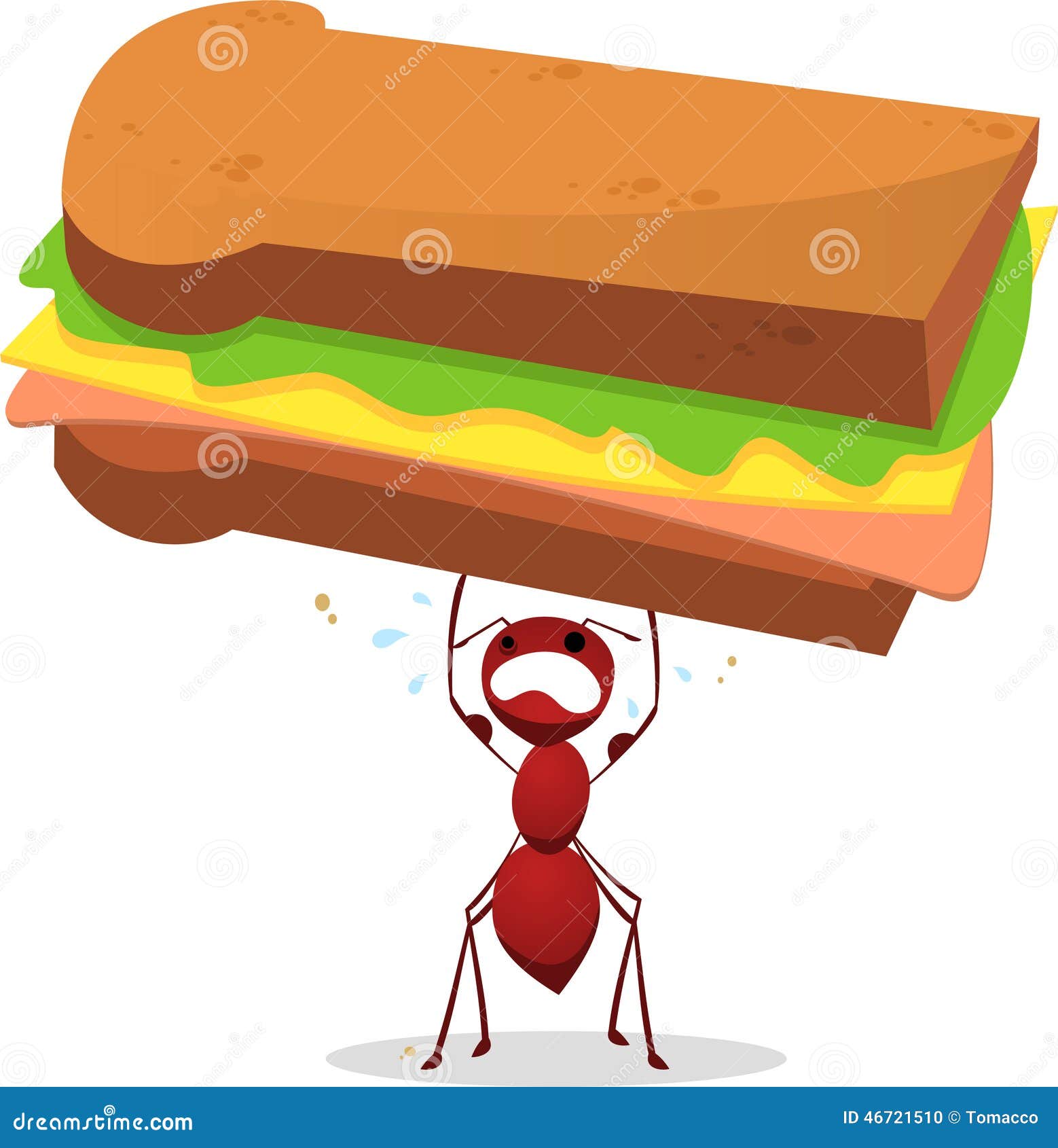 brown ant lifting an enourmous weight sandwich