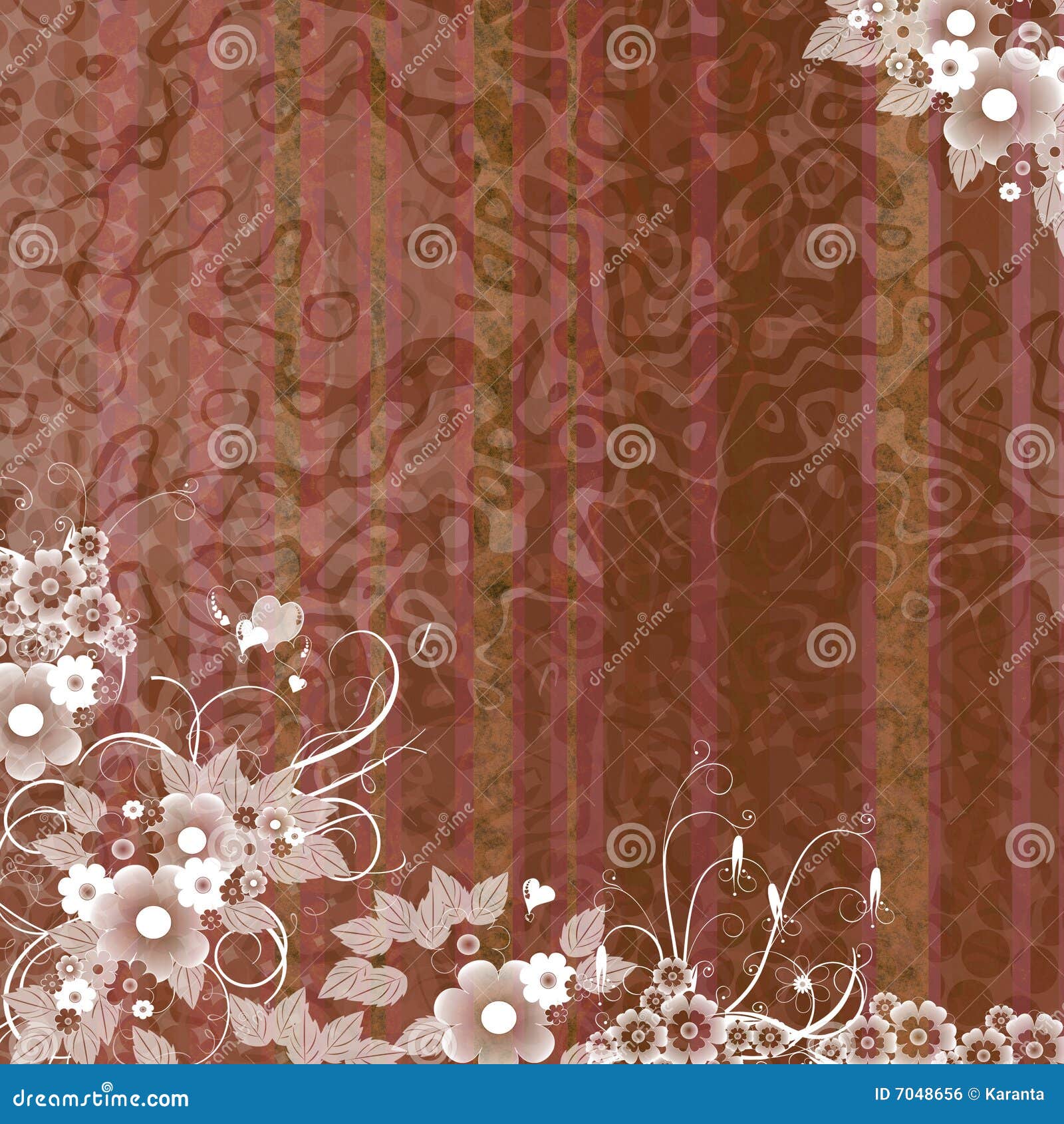 Brown Background with Flowers Stock Illustration - Illustration of