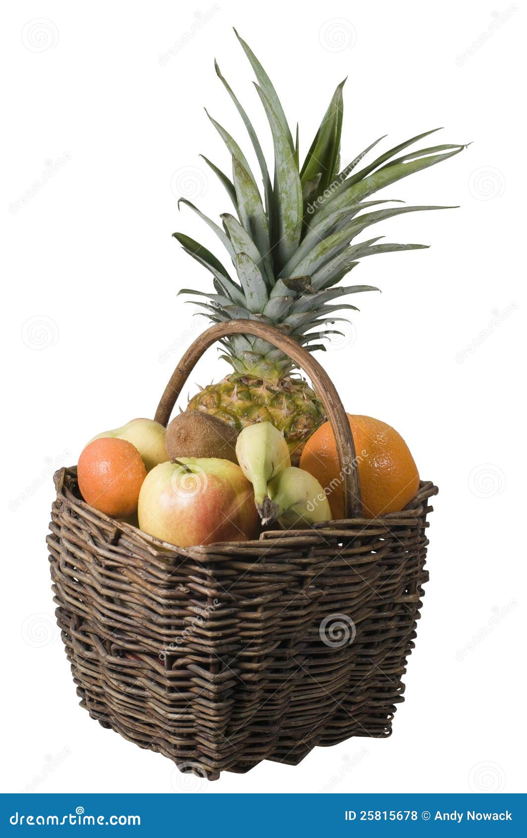 Brown basket of fruits stock photo. Image of background 25815678