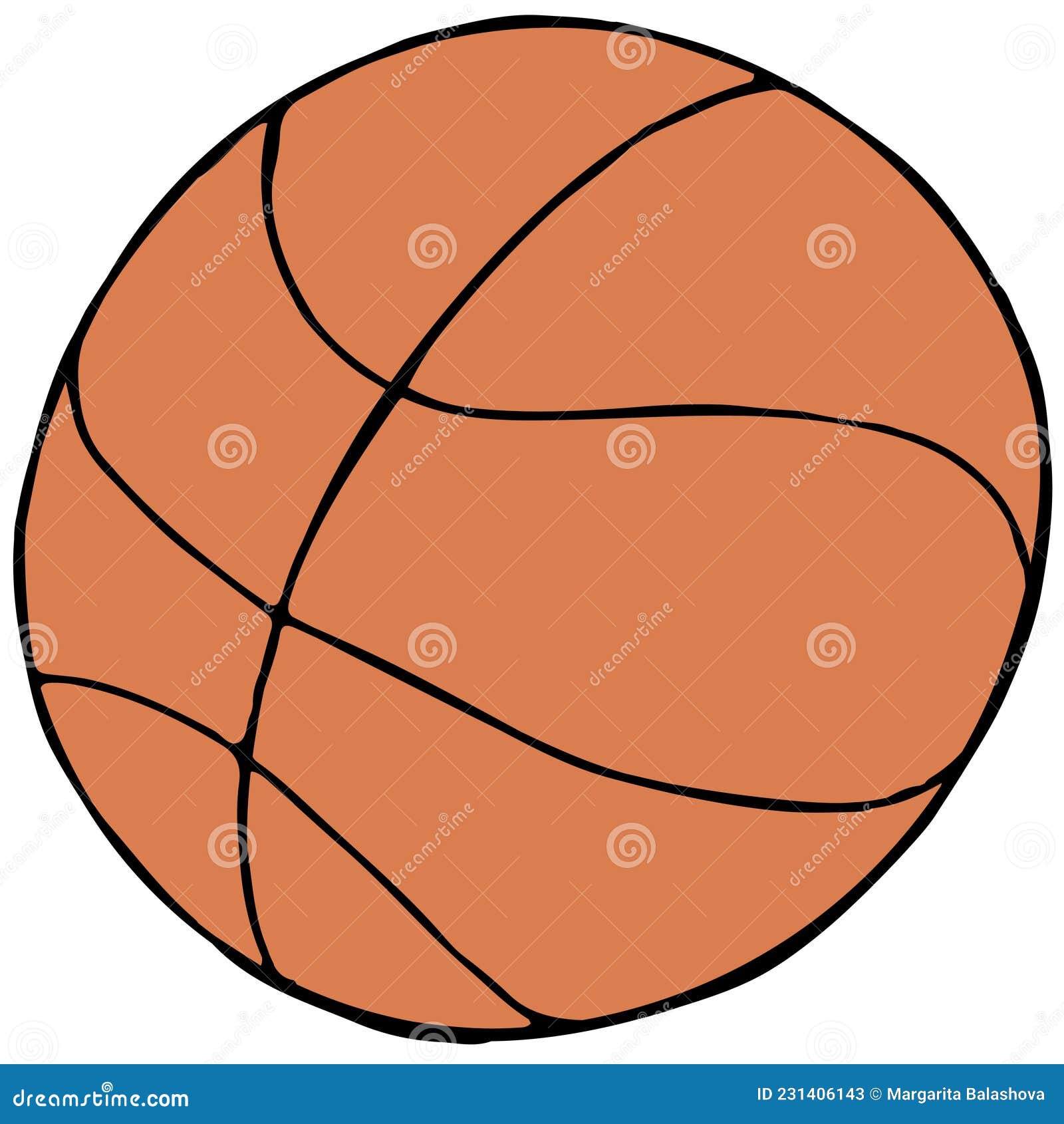 Brown Basketball Ball - Sports Equipment, Color Vector Illustration in  Doodle Style Stock Vector - Illustration of brown, color: 231406143