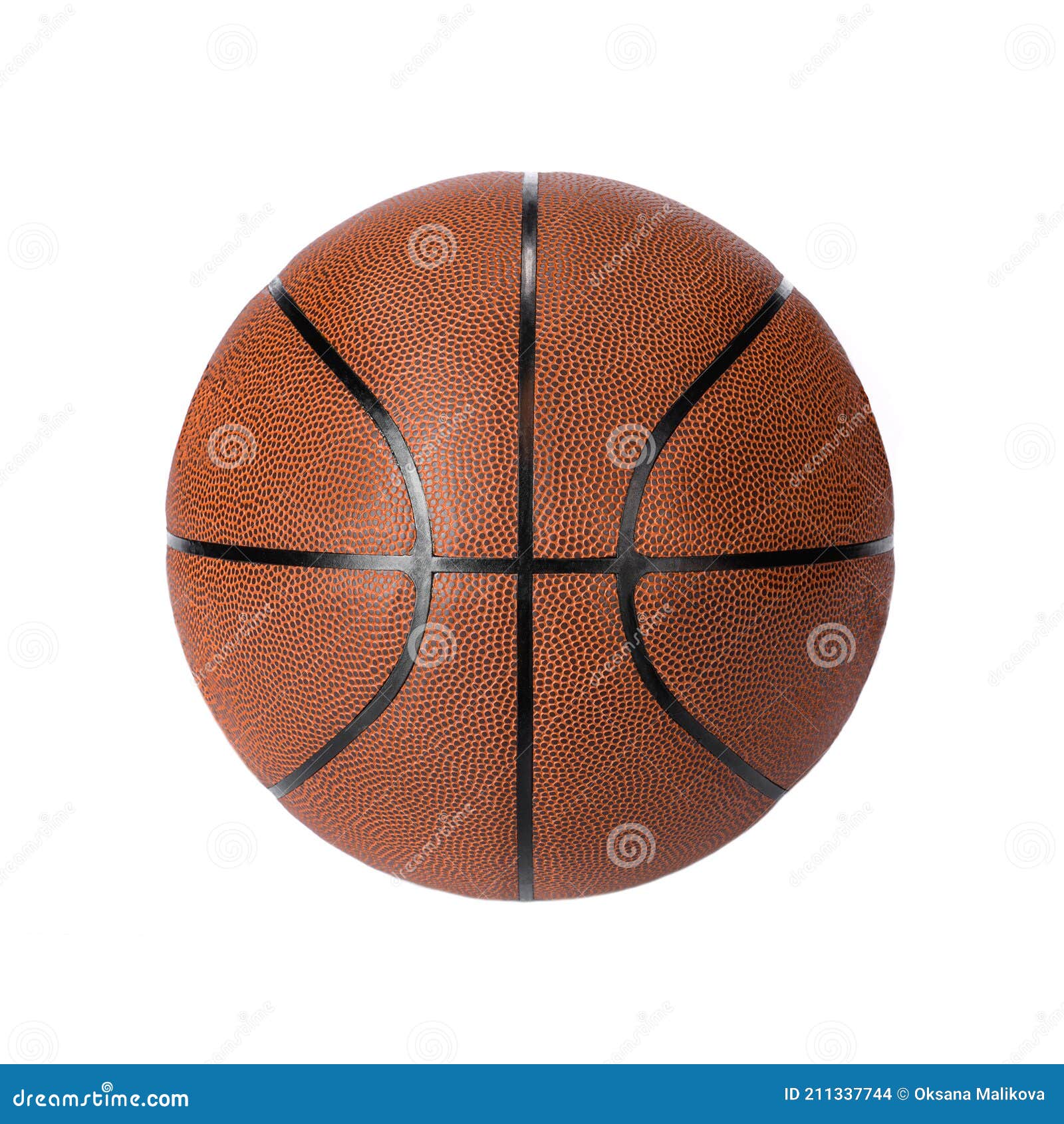 A Brown Basketball on a White Isolated Background. Top View. Stock