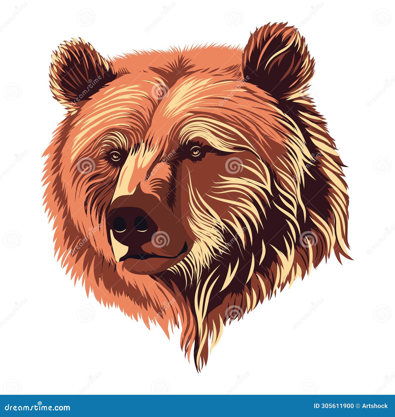 Brown bear head stock vector. Illustration of strong - 305611900