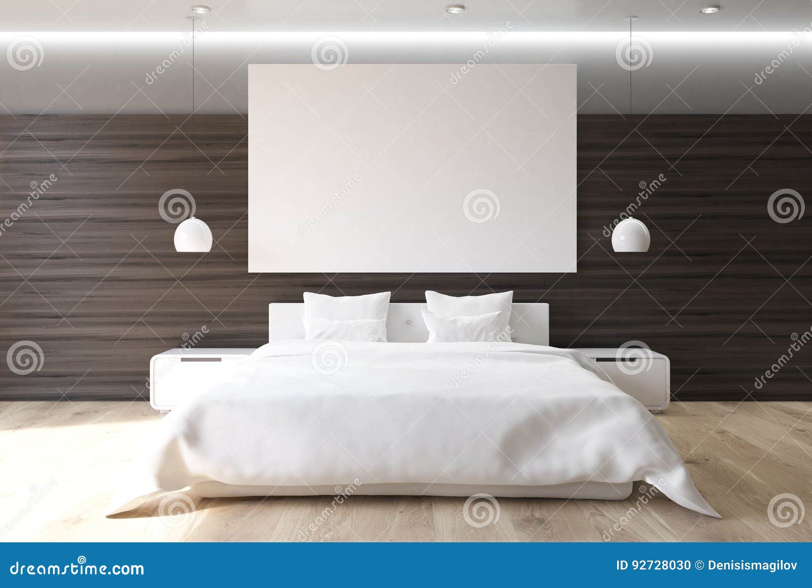 Brown Bedroom With Poster Front Stock Illustration Illustration