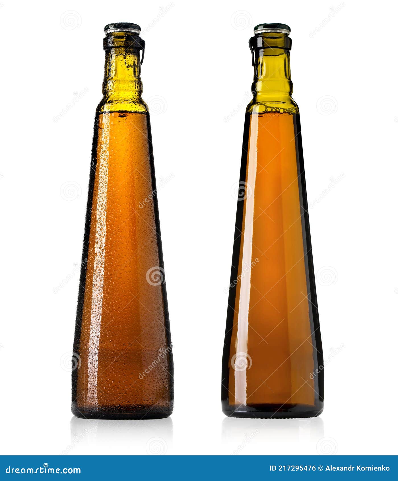 Brown beer bottles stock photo. Image of isolated, drop 217295476