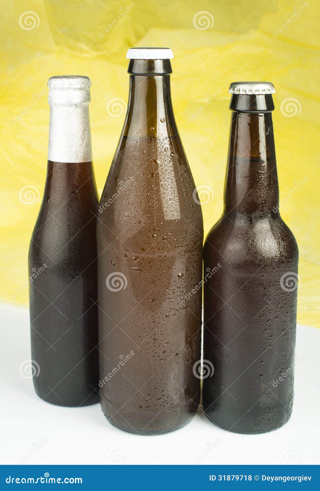 Brown Beer Bottles Isolated Stock Photo Image of gold, beer 31879718