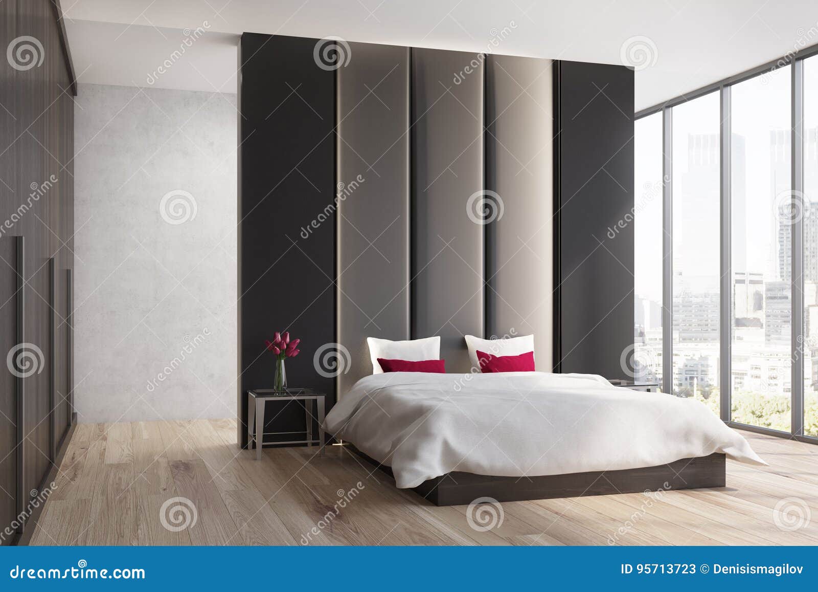 Brown And Beige Bedroom Side Stock Illustration