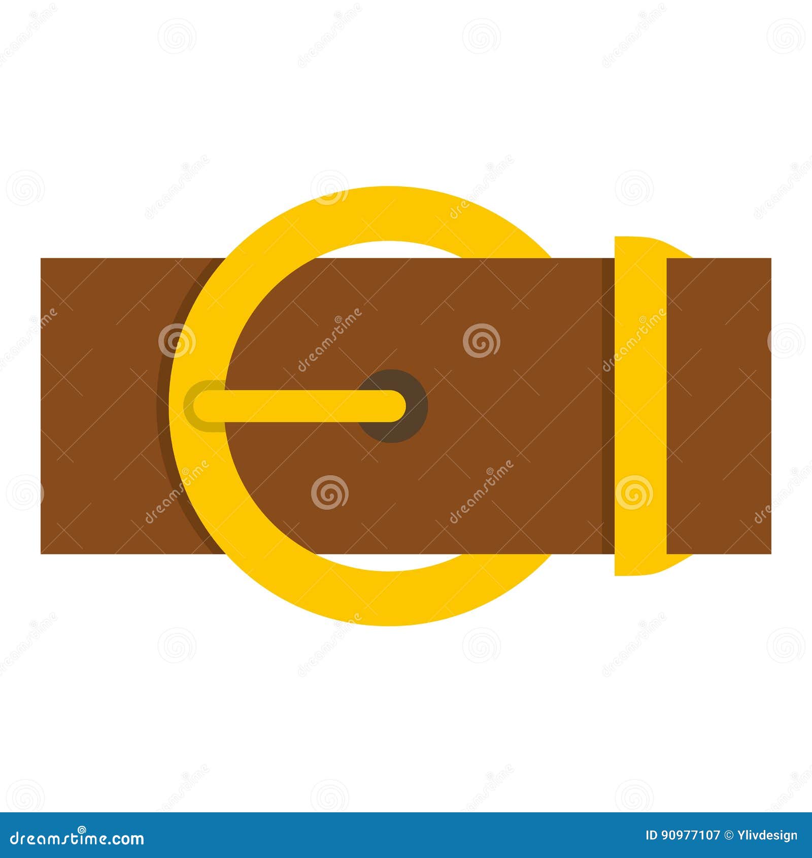 Brown Belt with a Gold Round Buckle Icon Isolated Stock Vector ...