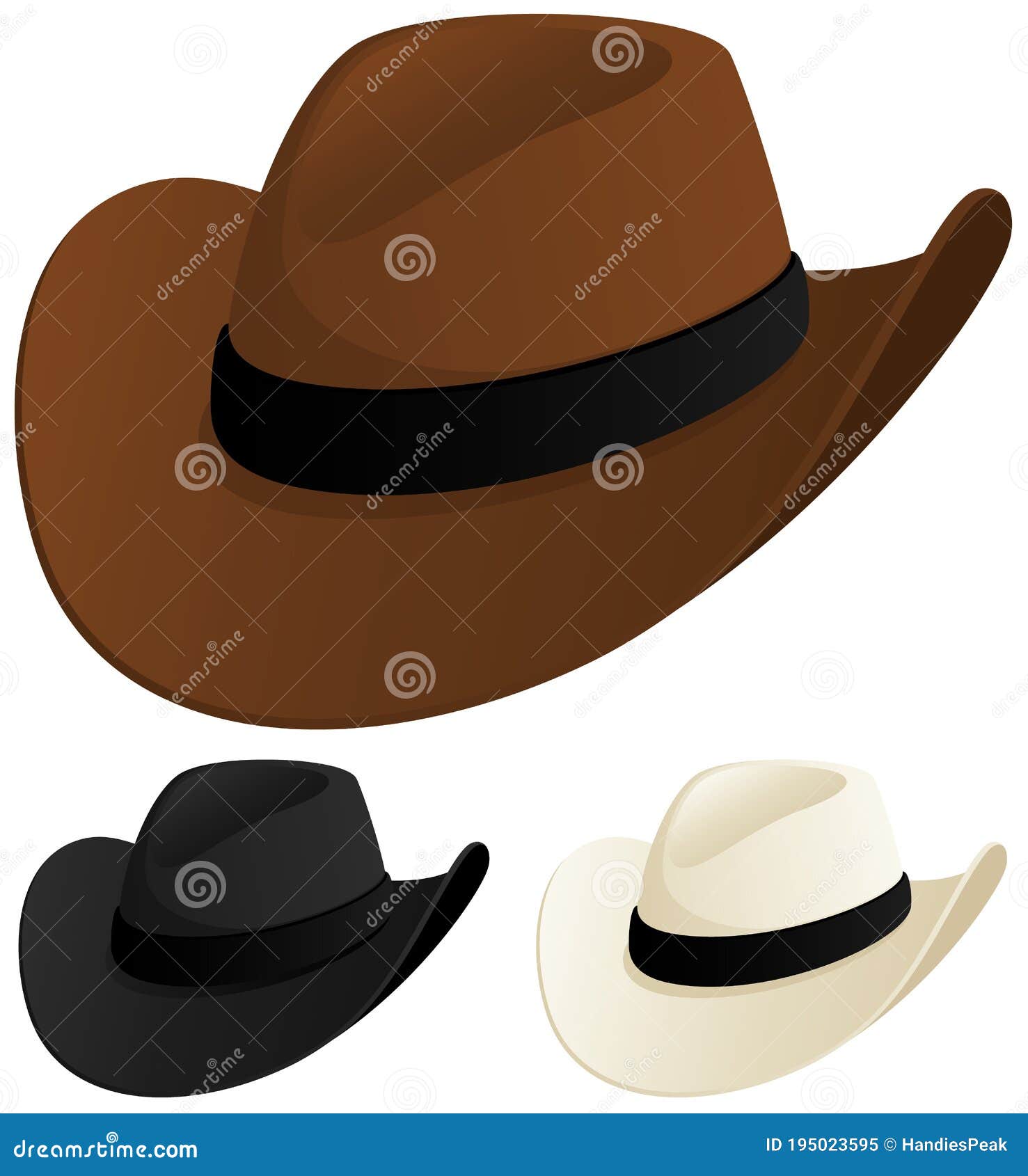 Brown, Black and White Cowboy Hats Stock Vector - Illustration of ...