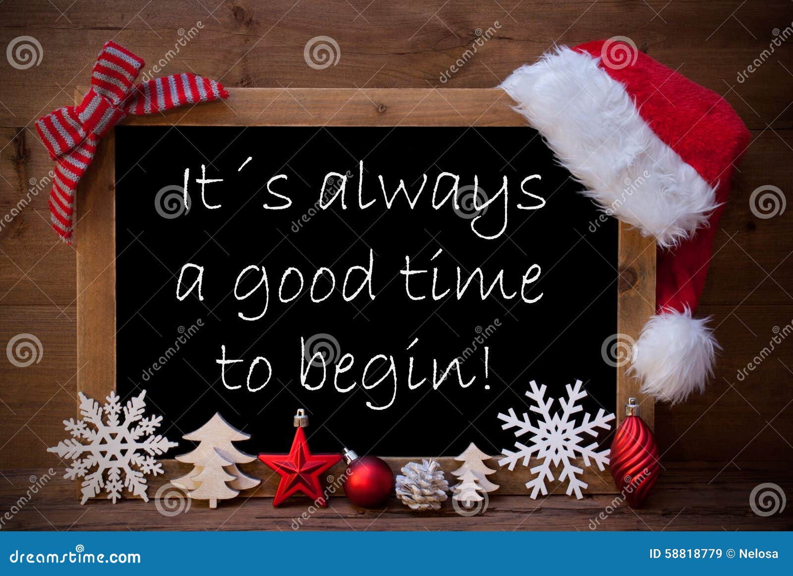 Brown Blackboard Santa Hat Christmas Decoration Quote Time Begin ...