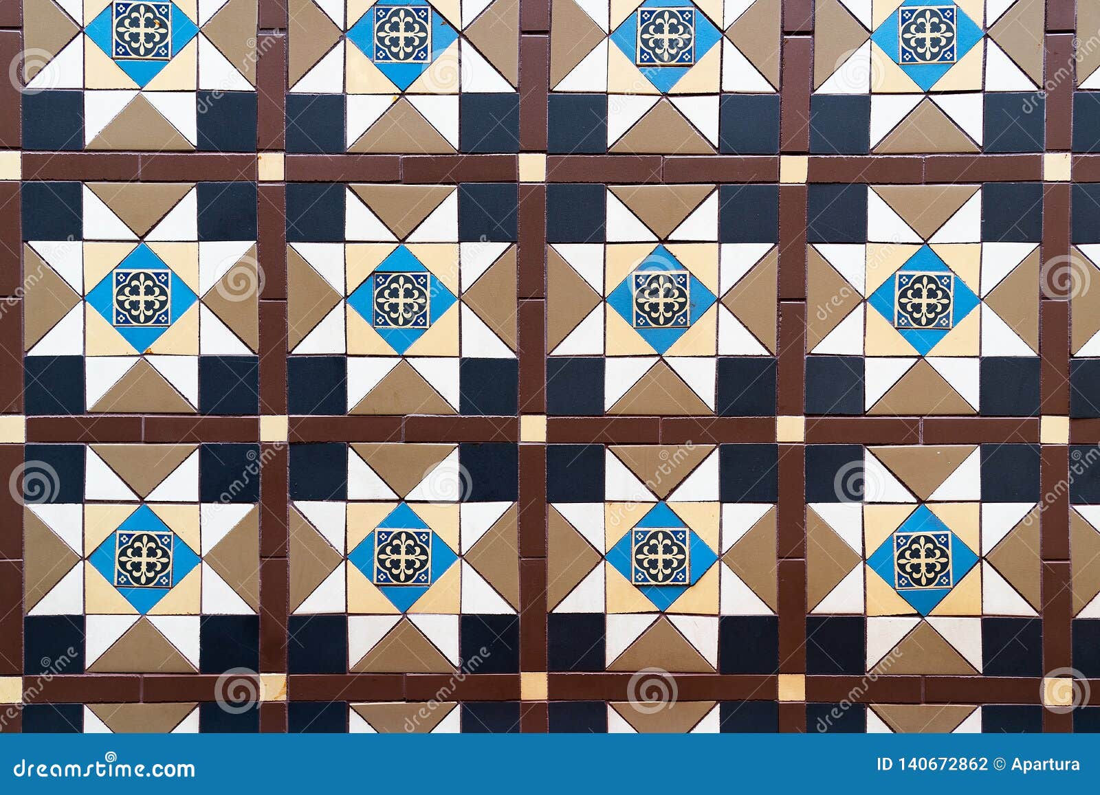 Brown Blue Combination Square Mosaics Bathroom Wall Tiles