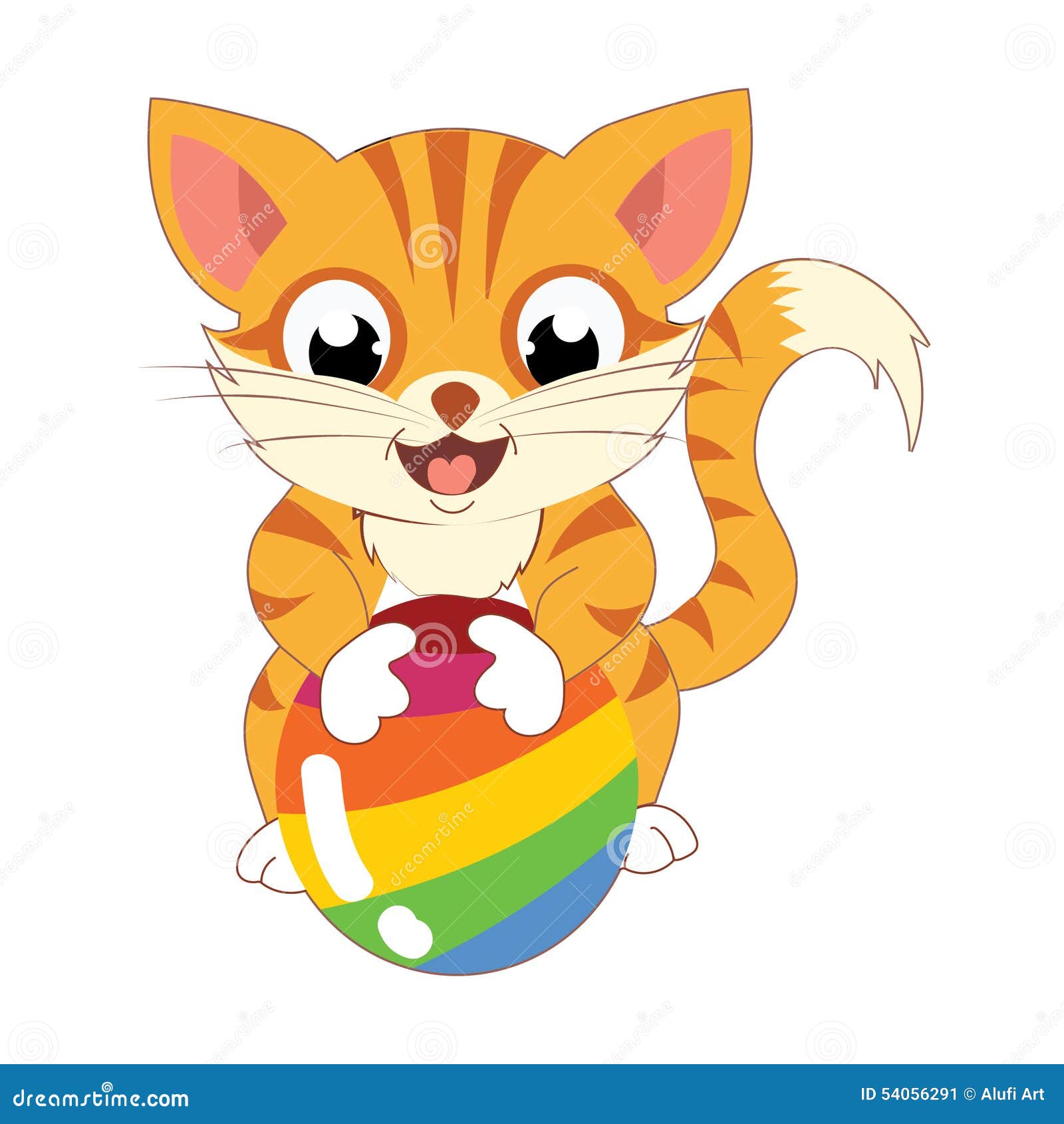 Brown Bonito Cat Playing Ball Ilustração do Vetor Ilustração de pets