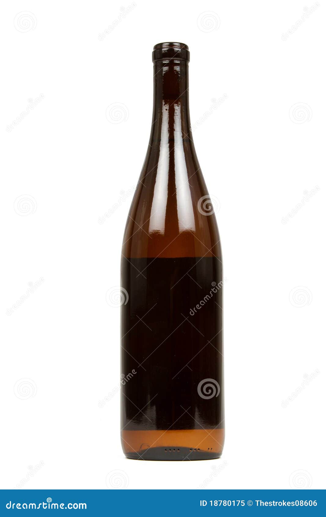 Brown Bottle of Alcohol on a White Background Stock Image Image of