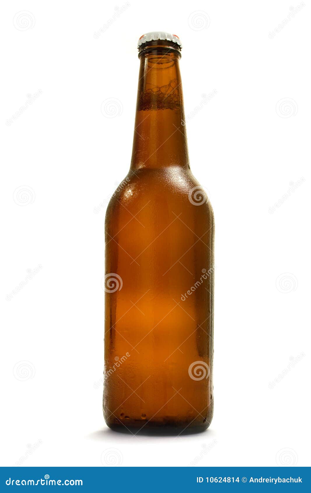 Brown bottle with beer; object on a white background