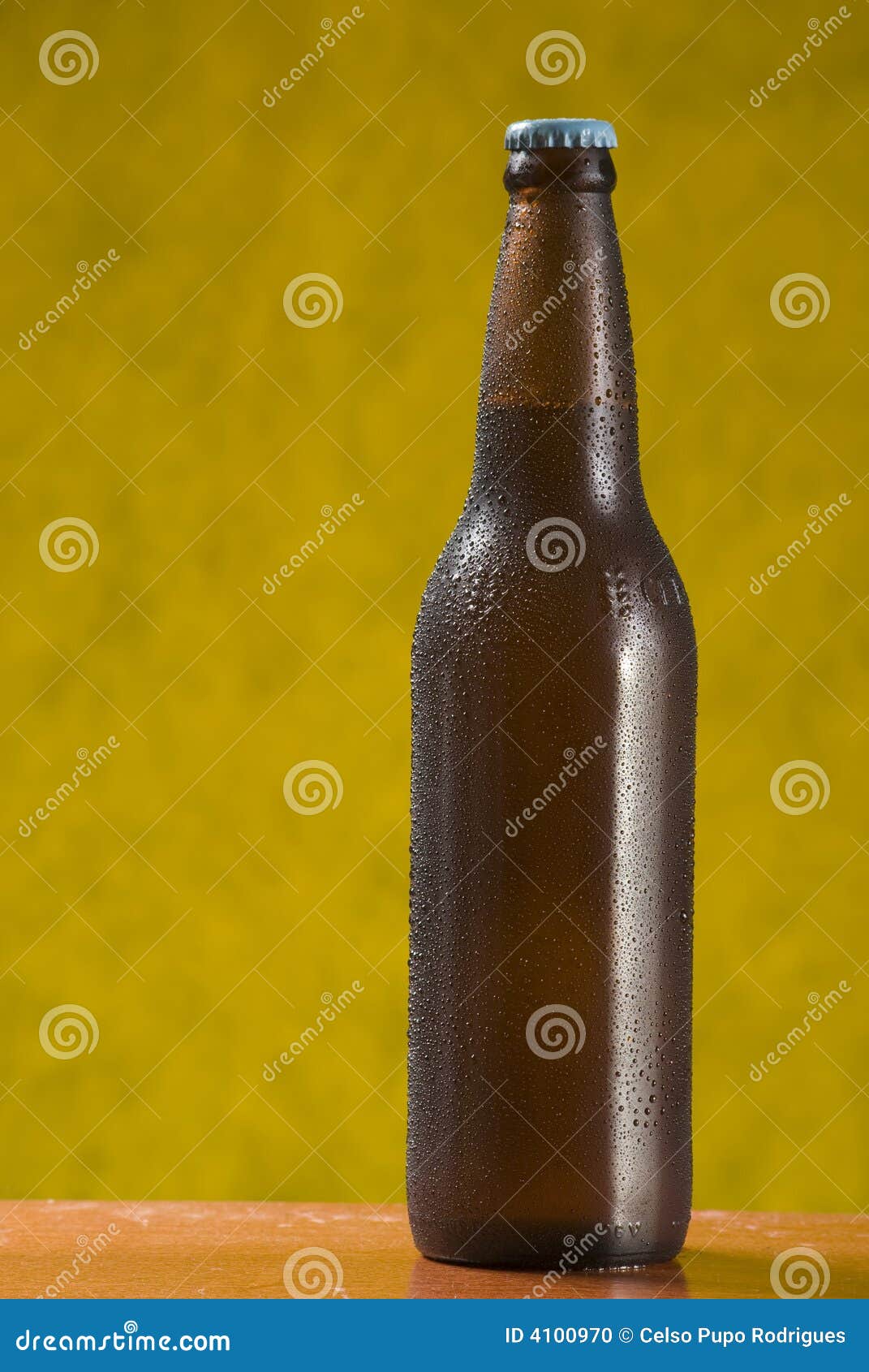 Brown bottle of beer stock photo. Image of drink, liquid 4100970