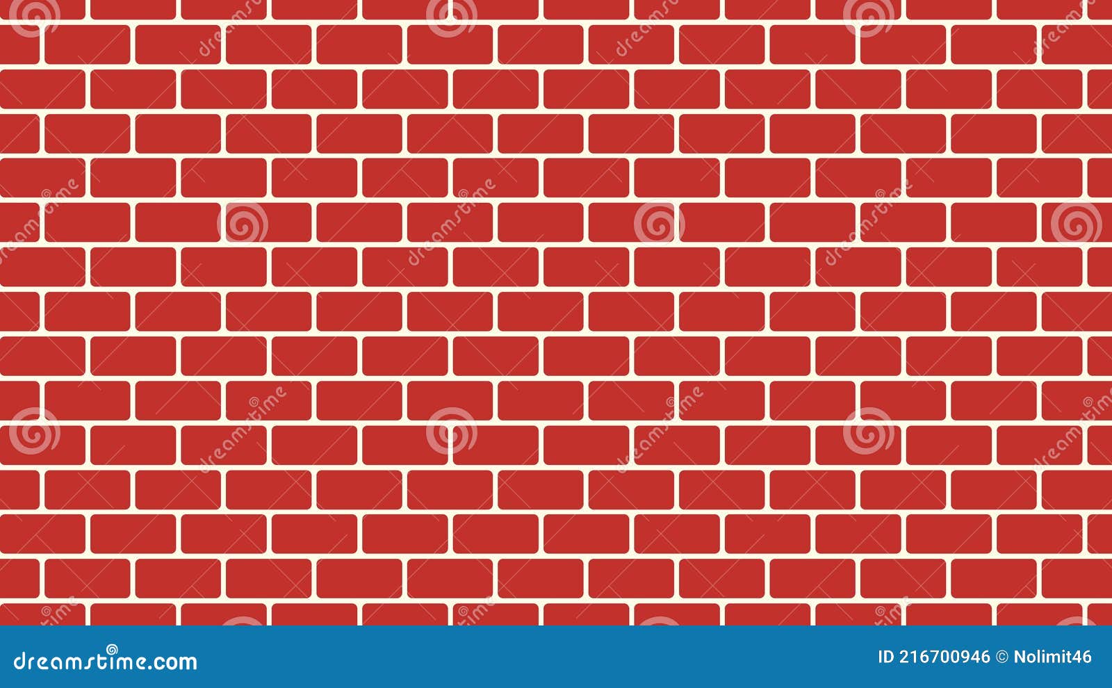 Brown Brick Wall Background, Cartoon Brick Wall for Your Design, 3d