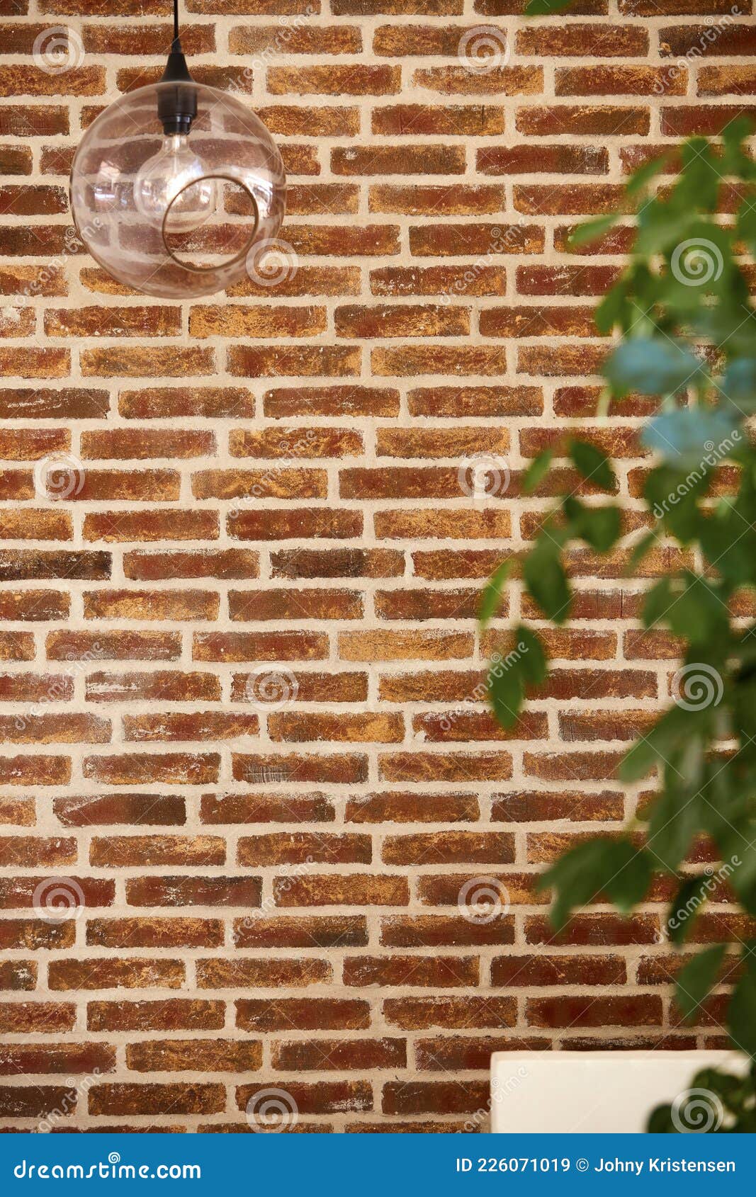 Brown Brick Wall with Lights Decor Aesthetic Stock Image Image of