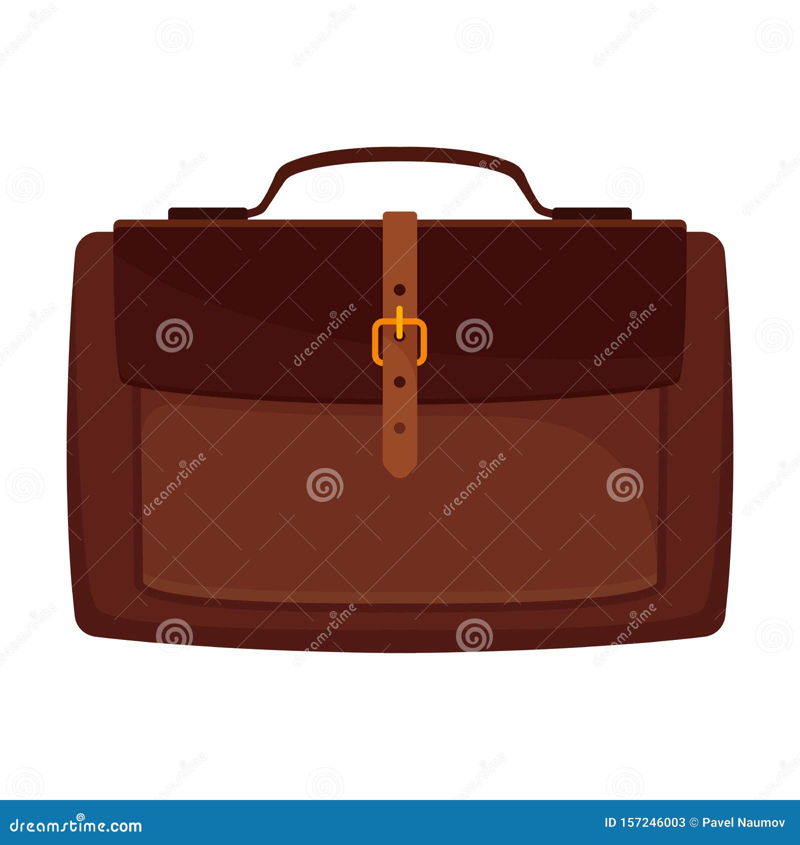Brown Briefcase. Vector Illustration on a White Background. Stock