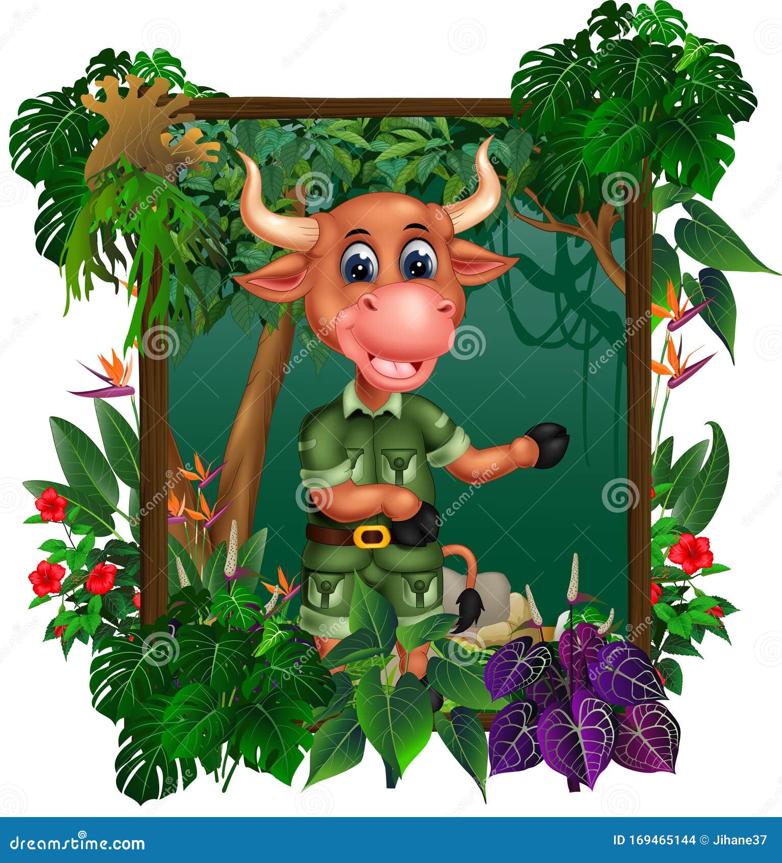 Brown Buffalo in Forest with Tropical Plant and Flower Cartoon Stock Illustration - Illustration of background, fauna: 169465144 Brown Buffalo in Forest with Tropical Plant and Flower Cartoon Stock Illustration - Illustration of background, fauna: 169465144