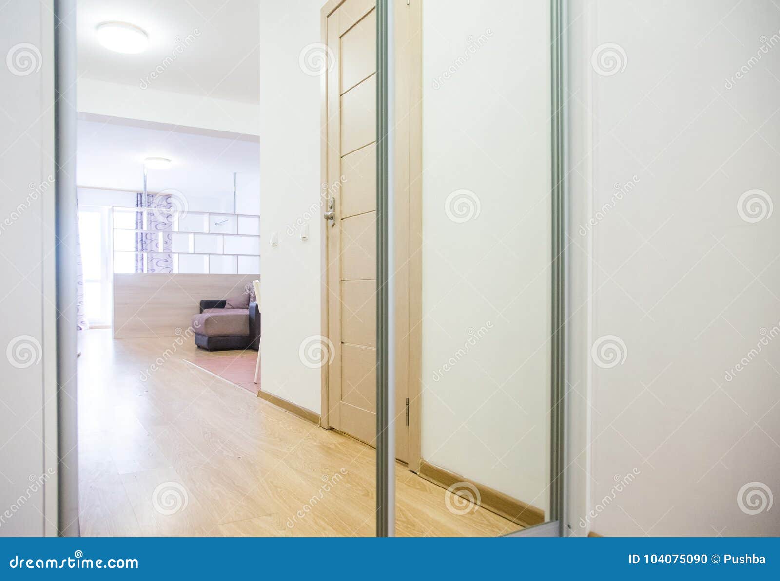 Brown Cabinet With Mirror Doors Stock Photo Image Of Glass