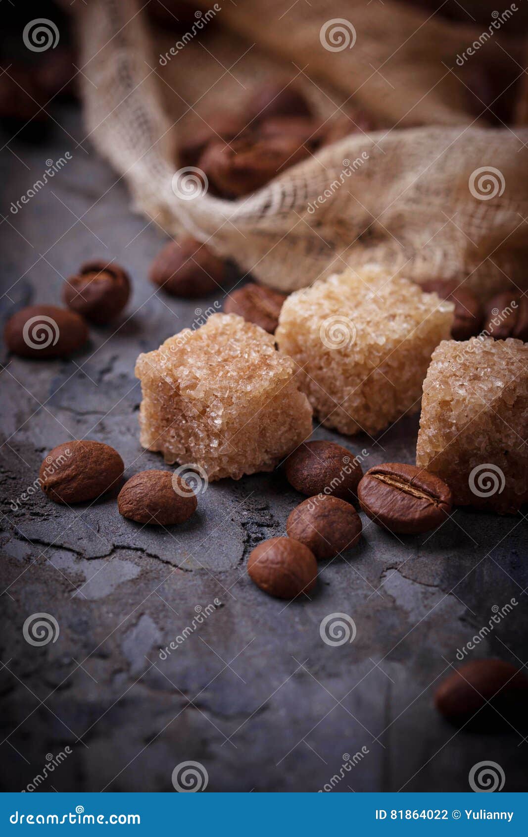 Brown Cane Sugar and Coffee Beans Stock Photo Image of caffeine, coffee 81864022