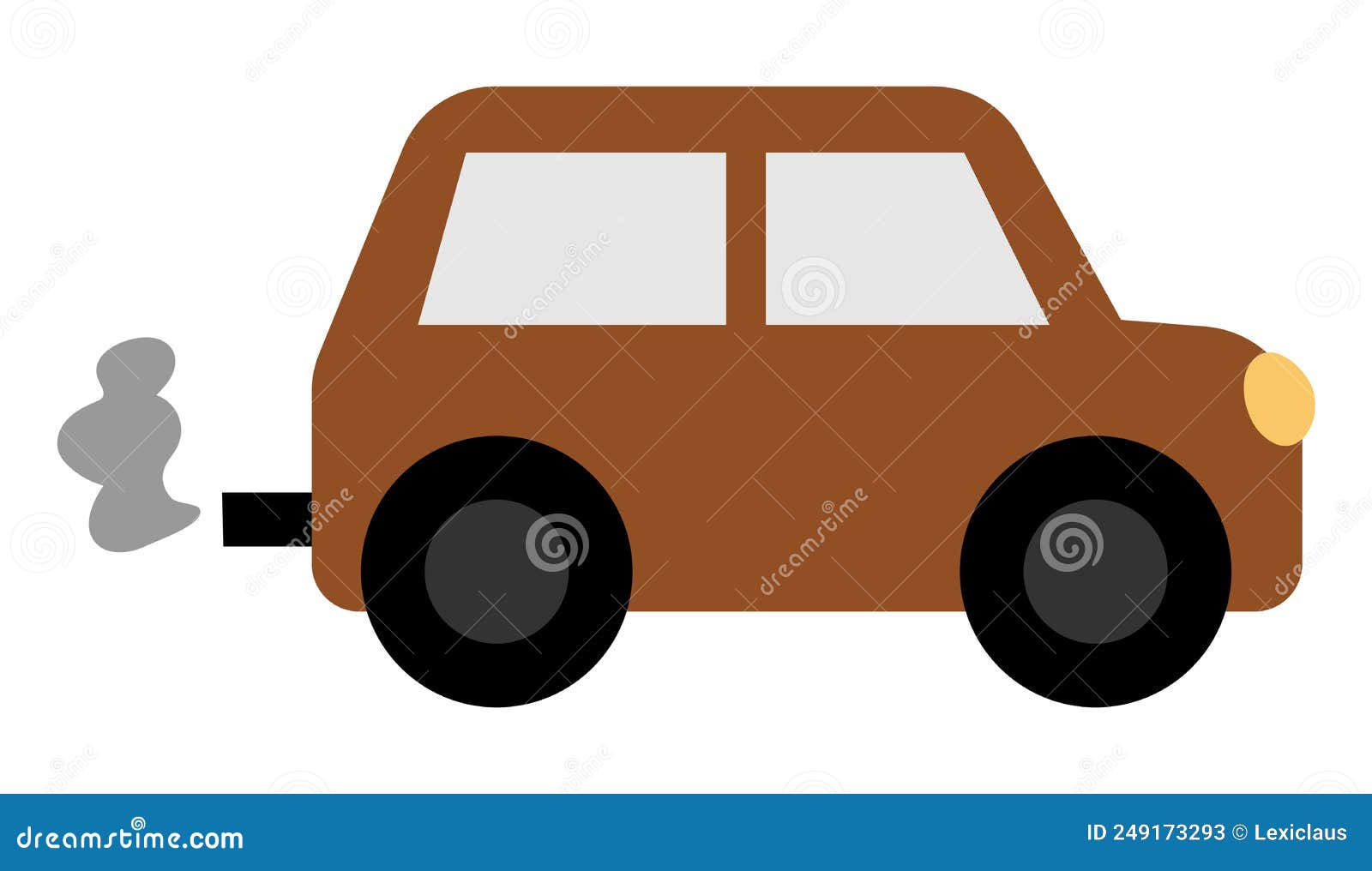 Brown Car Emitting Exhaust Gases. Traditional Transport Harm Concept ...