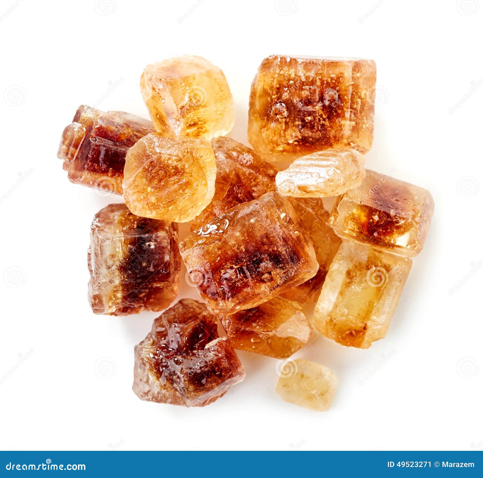 Caramelized Cane Brown Sugar Cube On White RoyaltyFree Stock Photo