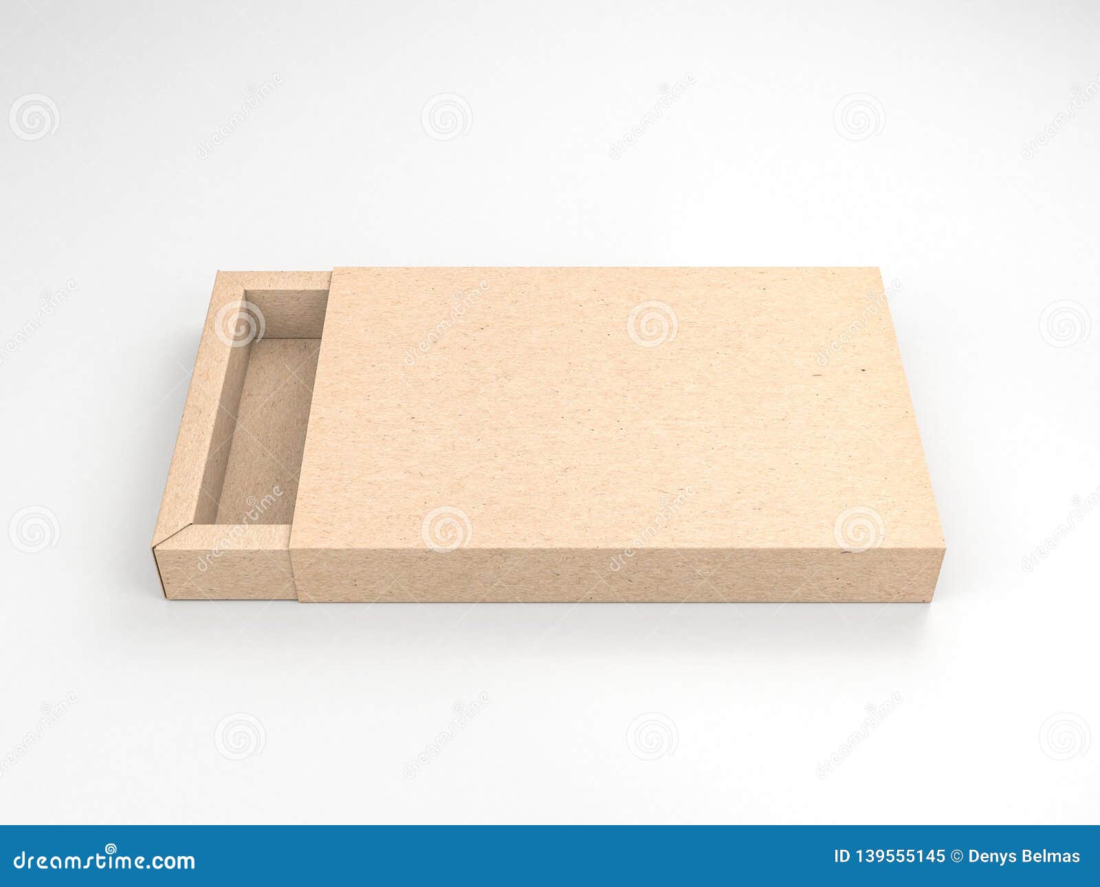 Download Brown Cardboard Sliding Gift Box Mockup On Gray Background Top View Stock Illustration ...
