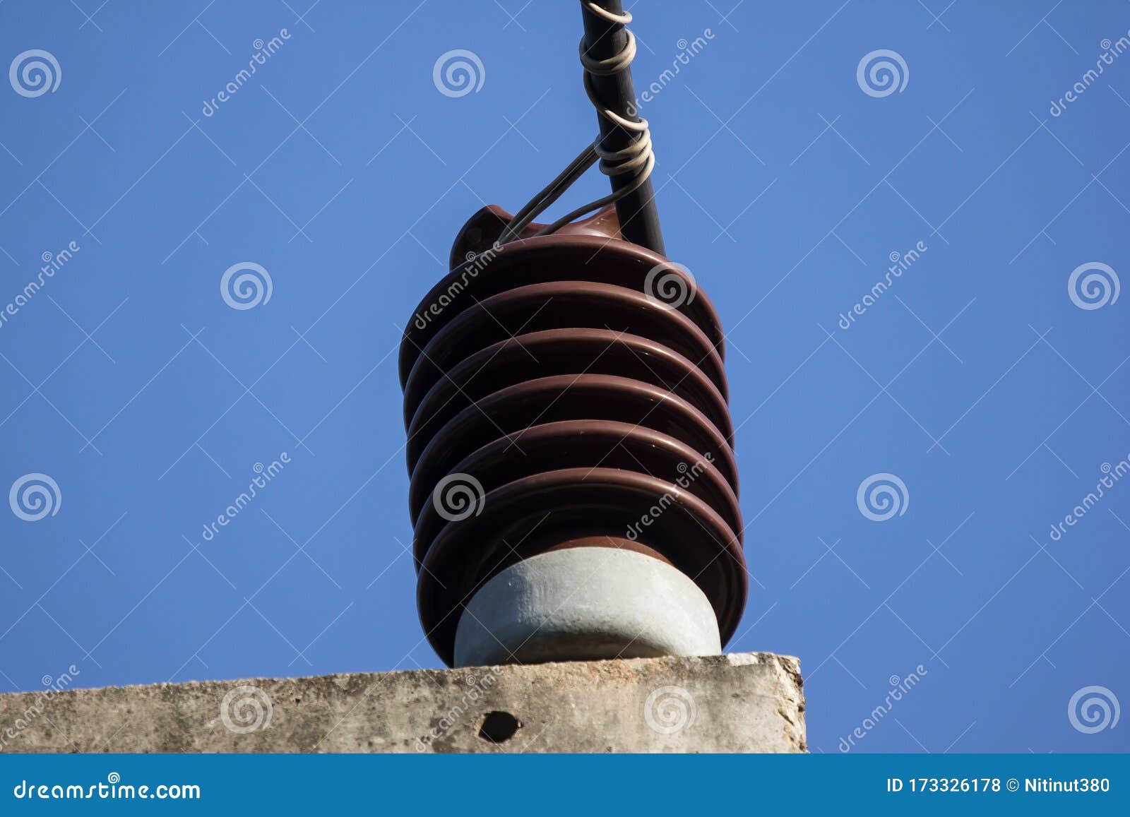 Brown Ceramic of Electrical Insulator Stock Photo Image of electric