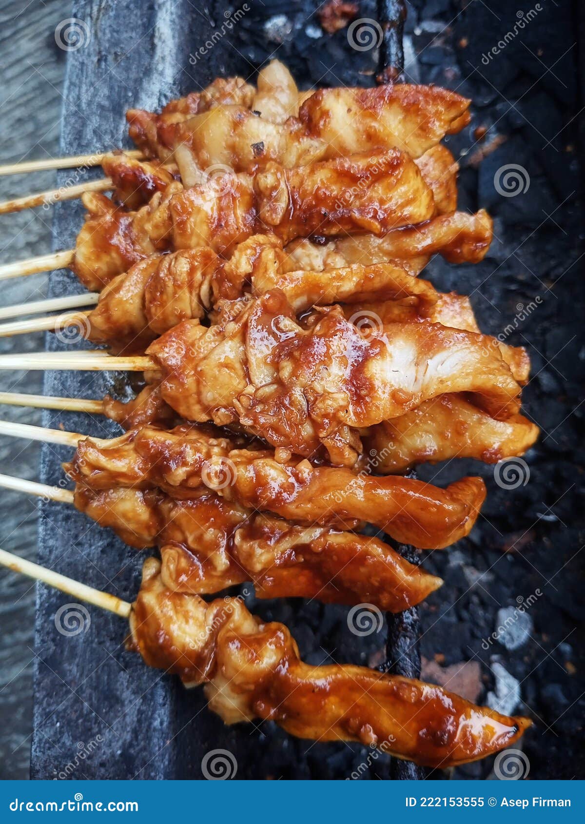 Brown Chicken Satay on the Grill Stock Image Image of brown, grill
